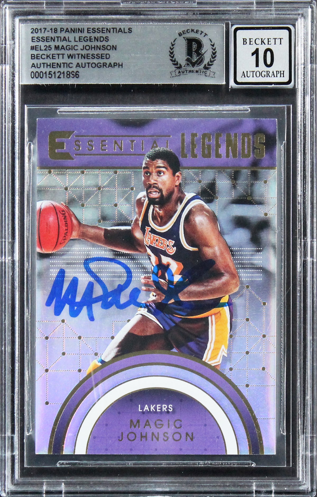 Lakers Magic Johnson Signed 2017 Panini Essentials #EL25 Card Auto 10! BAS Slab