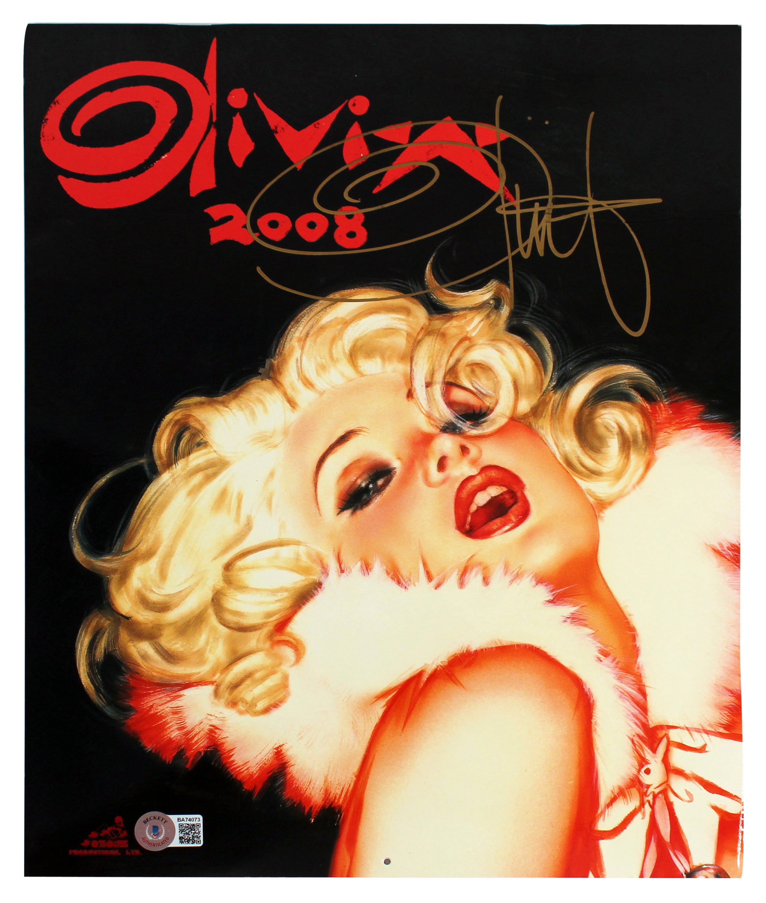 Olivia De Berardinis Authentic Signed 2008 Playboy Art Calendar BAS #BA74073