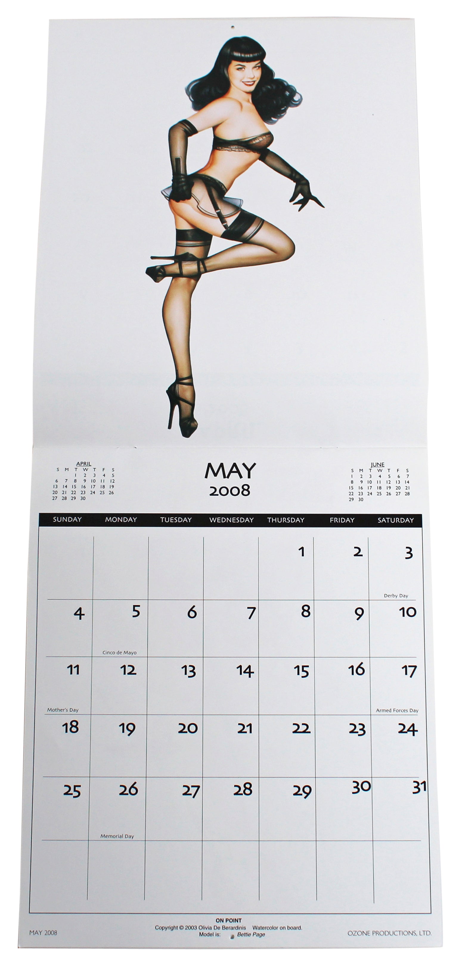 Olivia De Berardinis Authentic Signed 2008 Playboy Art Calendar BAS #BA74073