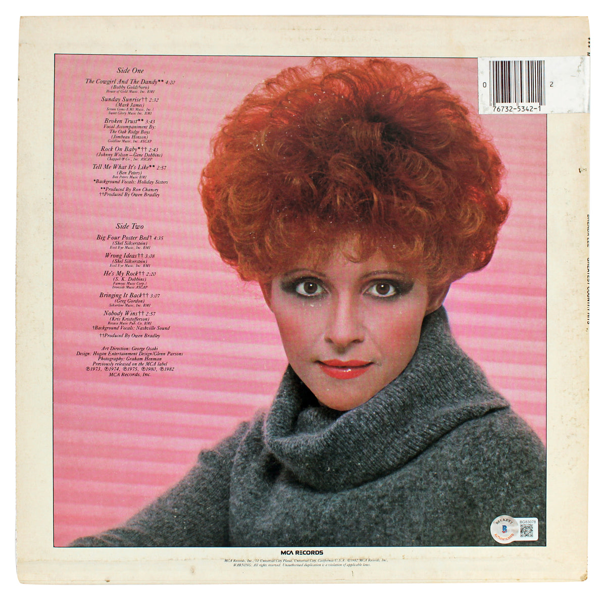 Brenda Lee "Love" Authentic Signed Greatest Country Hits Album Cover BAS BG83078