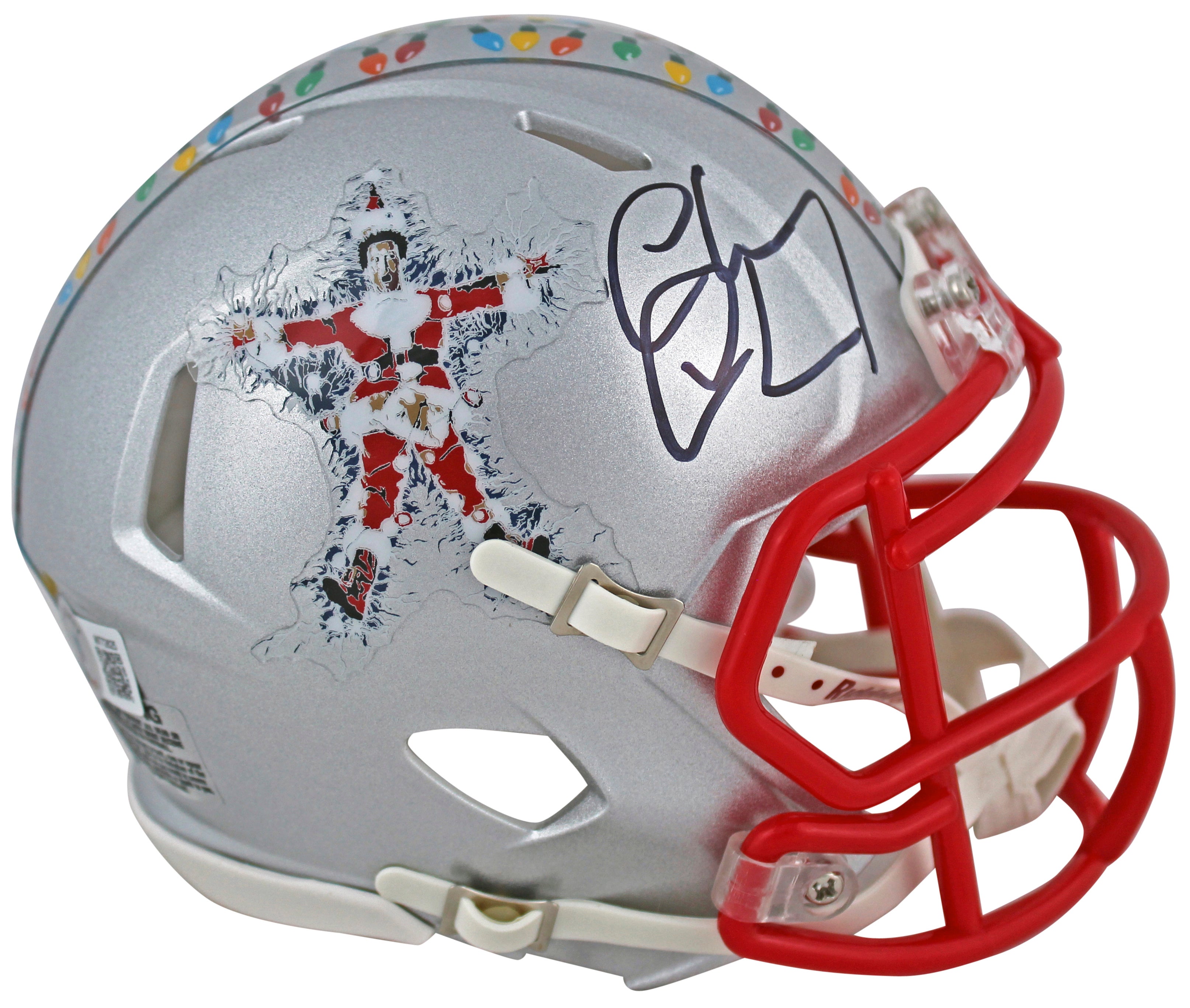 Chevy Chase Christmas Vacation Signed Silver Speed Mini Helmet BAS Wit #W772625