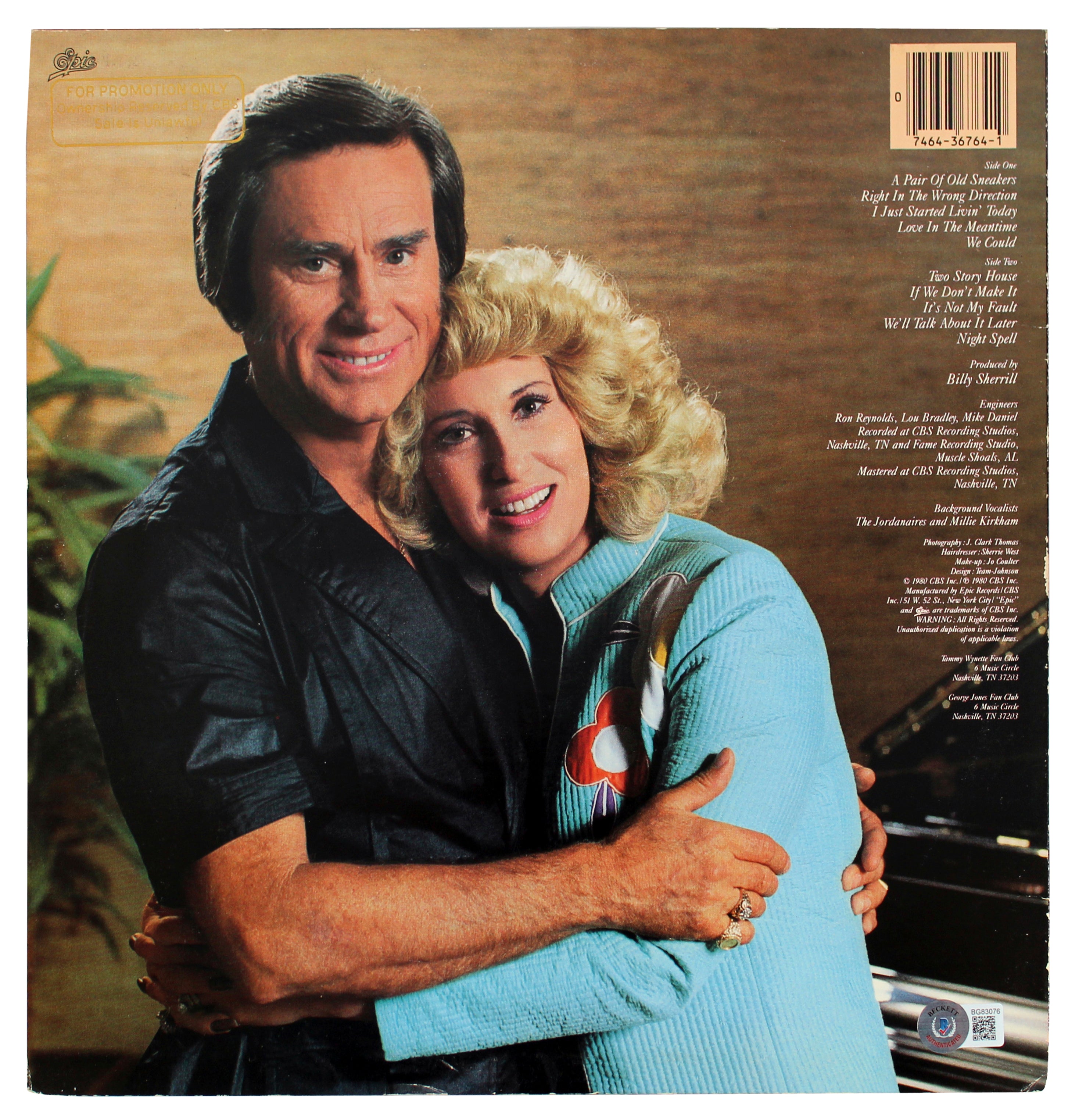 George Jones Authentic Signed Together Again Album Cover BAS #BG83076