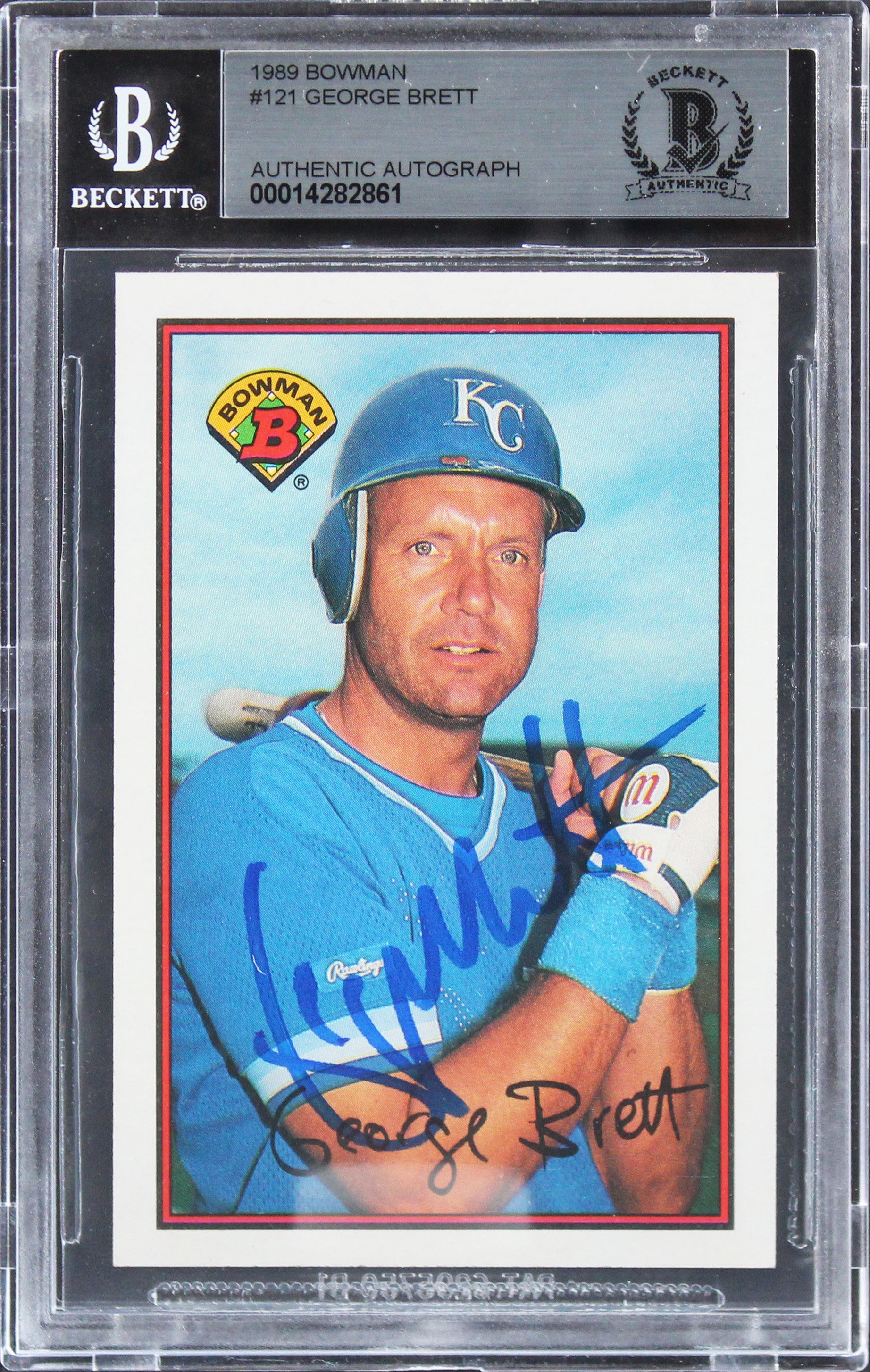 Royals George Brett Authentic Signed 1989 Bowman #121 Card BAS Slabbed