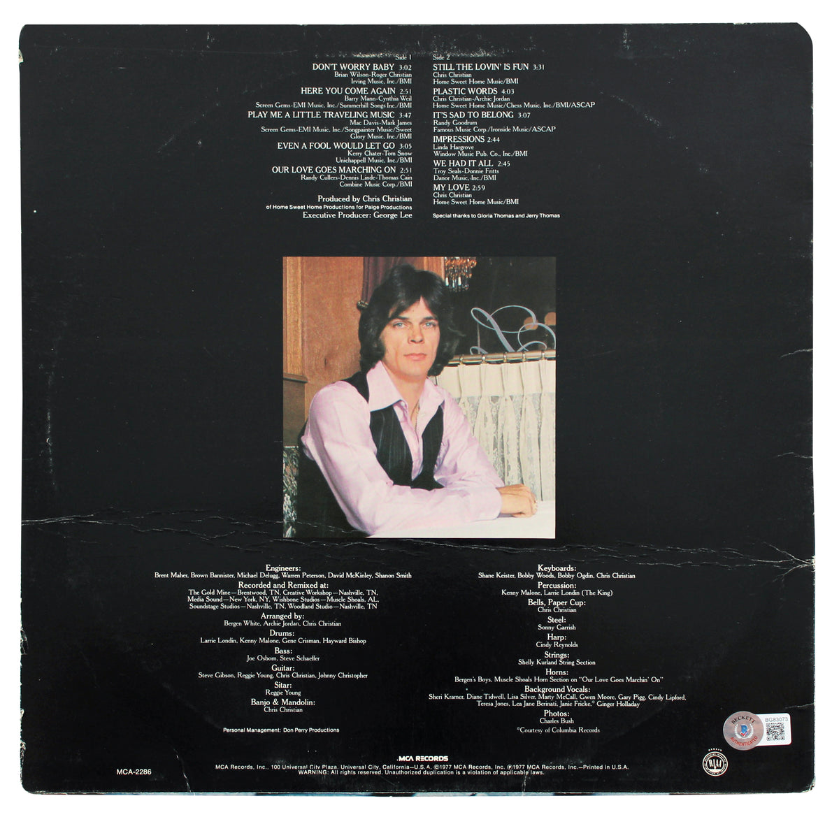 B.J. Thomas Authentic Signed 1977 Album Cover Autographed BAS #BG83073