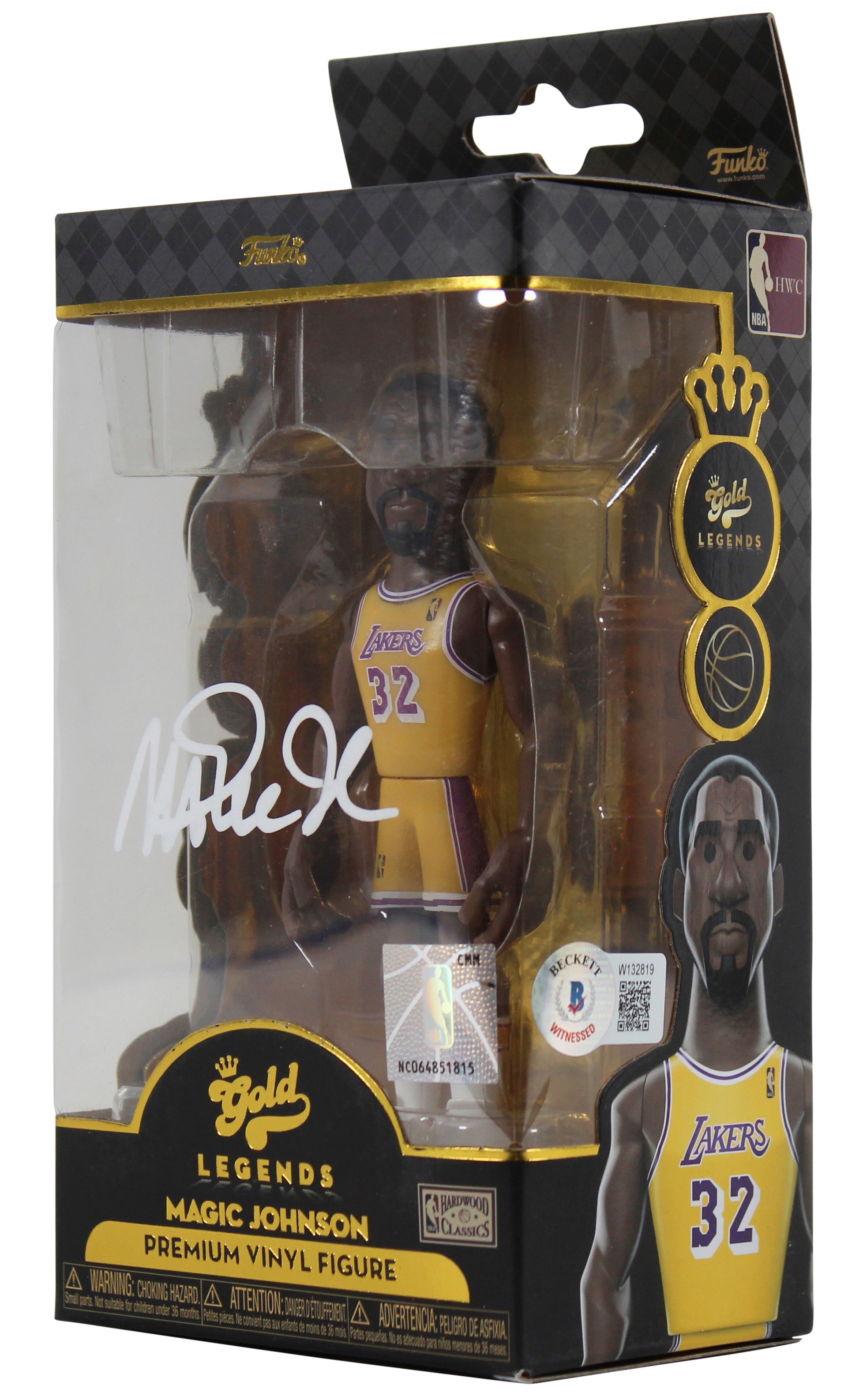 Lakers Magic Johnson Signed Gold Legends Funko Pop Vinyl Figure BAS Witnessed