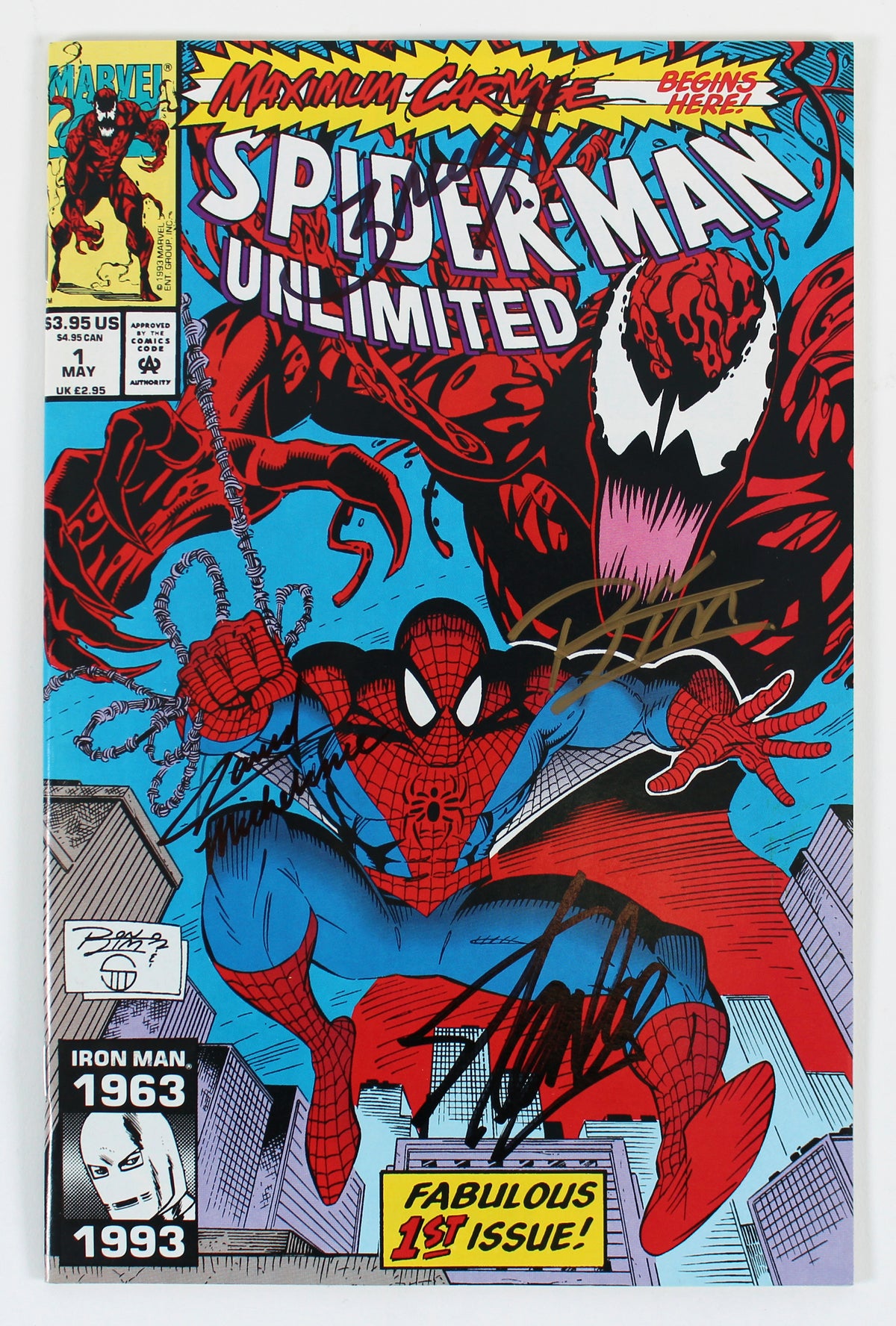 Marvel (4) Stan Lee, Bagley, Lim, Michelinie Signed Spider-Man Unlimited #1 JSA
