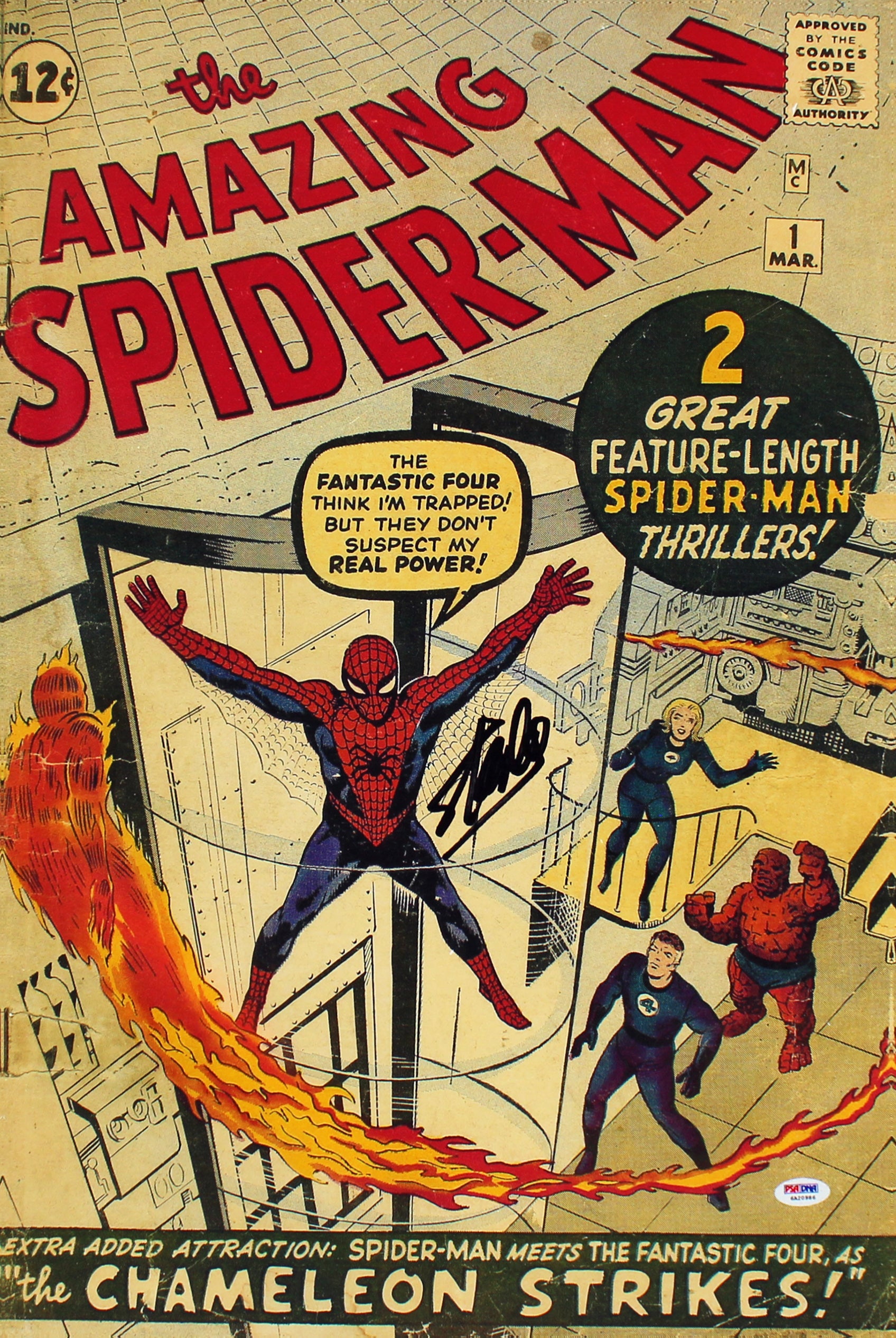 Stan Lee Marvel Signed 16x24 The Amazing Spider-Man Canvas PSA/DNA Itp #6A20986