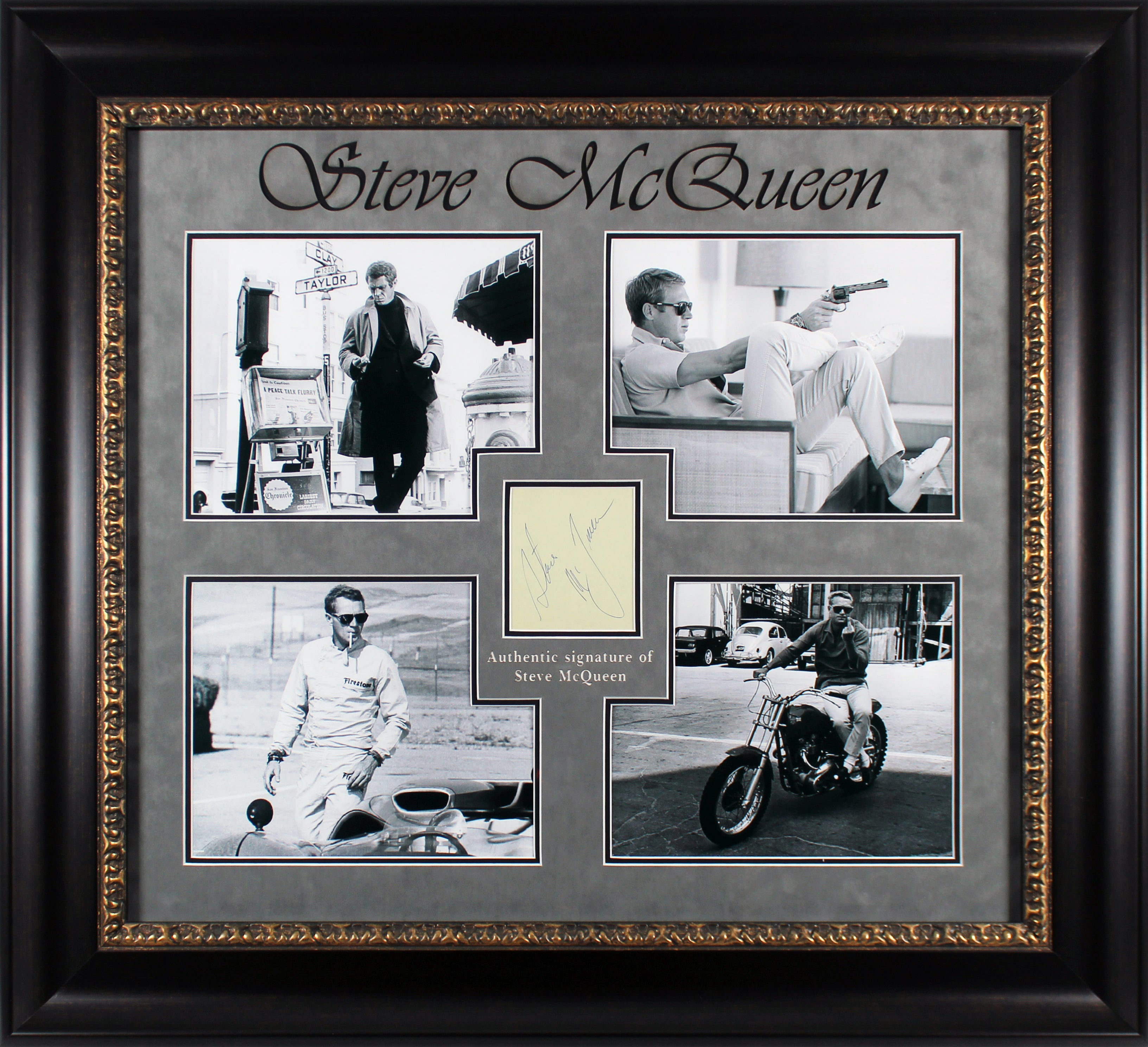 Steve McQueen Authentic Signed 4x4.5 Cut Signature Autographed BAS Slabbed
