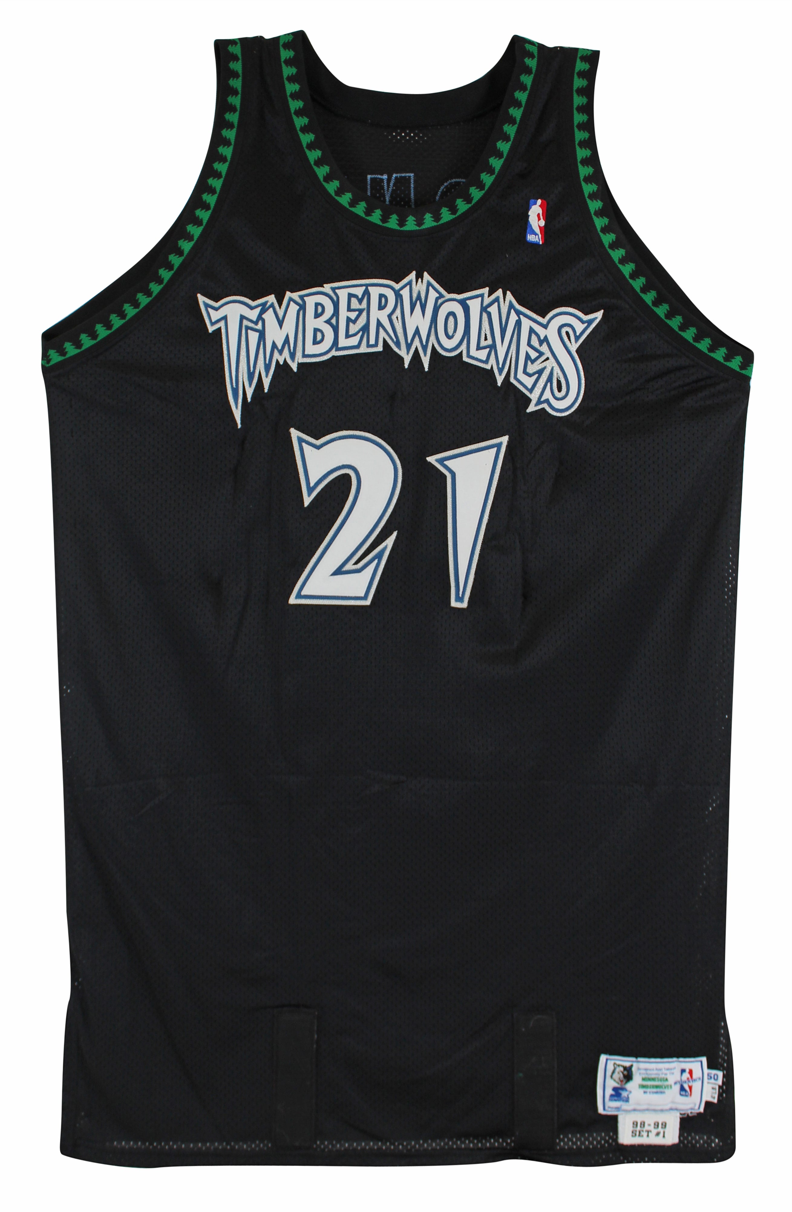 Timberwolves Kevin Garnett Signed 1998 Game Used Starter Black Jersey Steiner