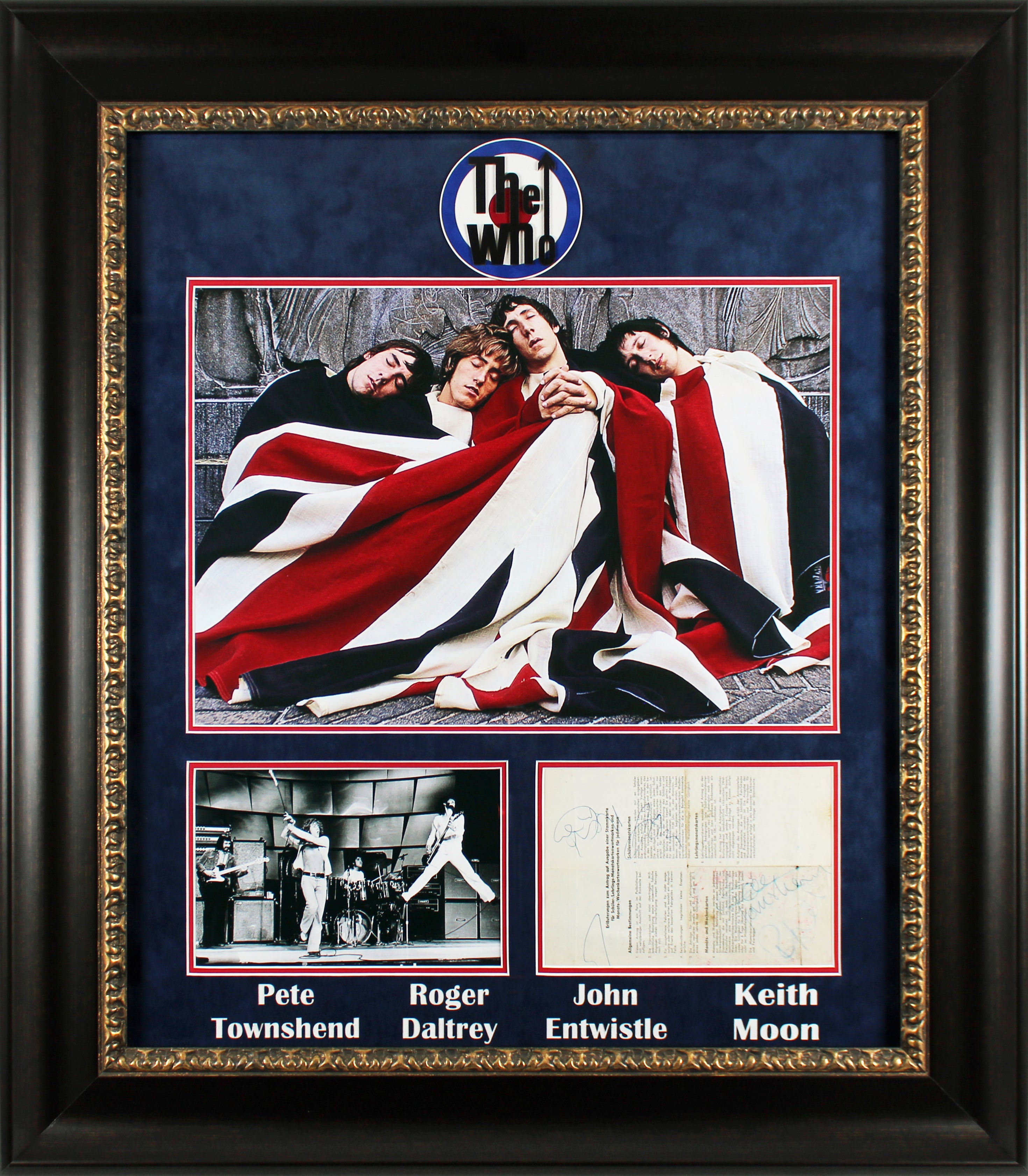 The Who (4) Moon, Townshend, Entwistle & Daltrey Signed 6x8 Framed Display BAS
