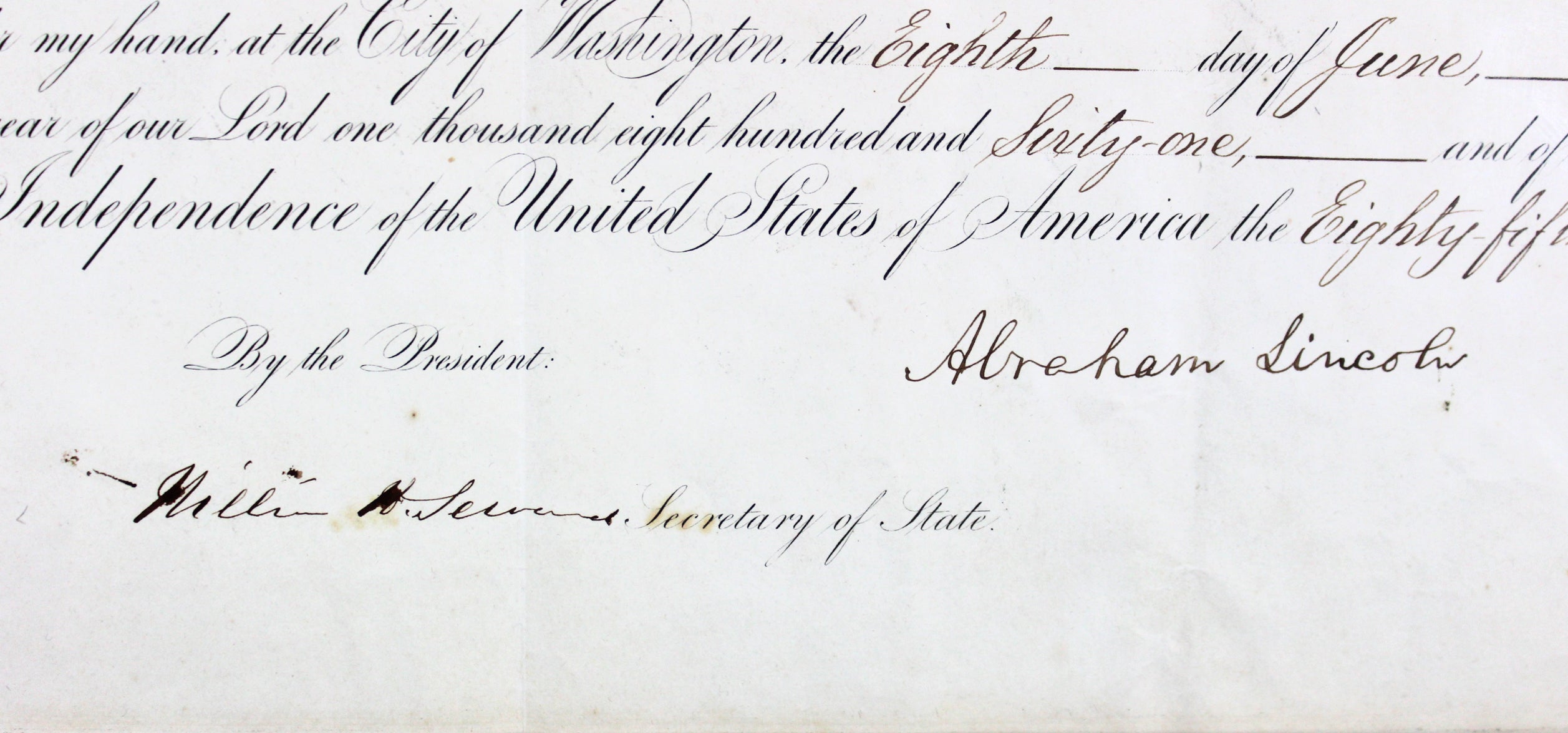 Abraham Lincoln Signed 11x15.5 1861 Ambassador Appointment Auto Graded 10! BAS