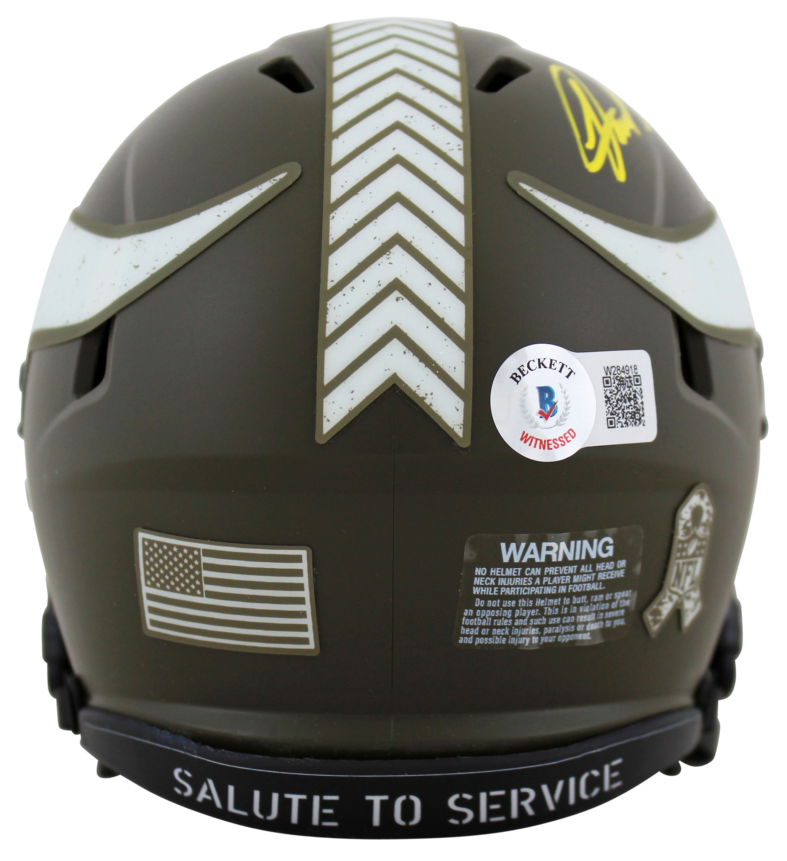 Vikings Jared Allen Signed Salute To Service Speed Mini Helmet BAS Witnessed