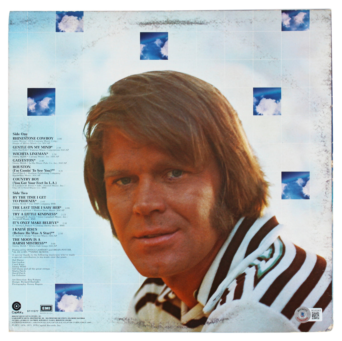 Glen Campbell Authentic Signed The Best Of Glen Campbell Album Cover BAS BG83063