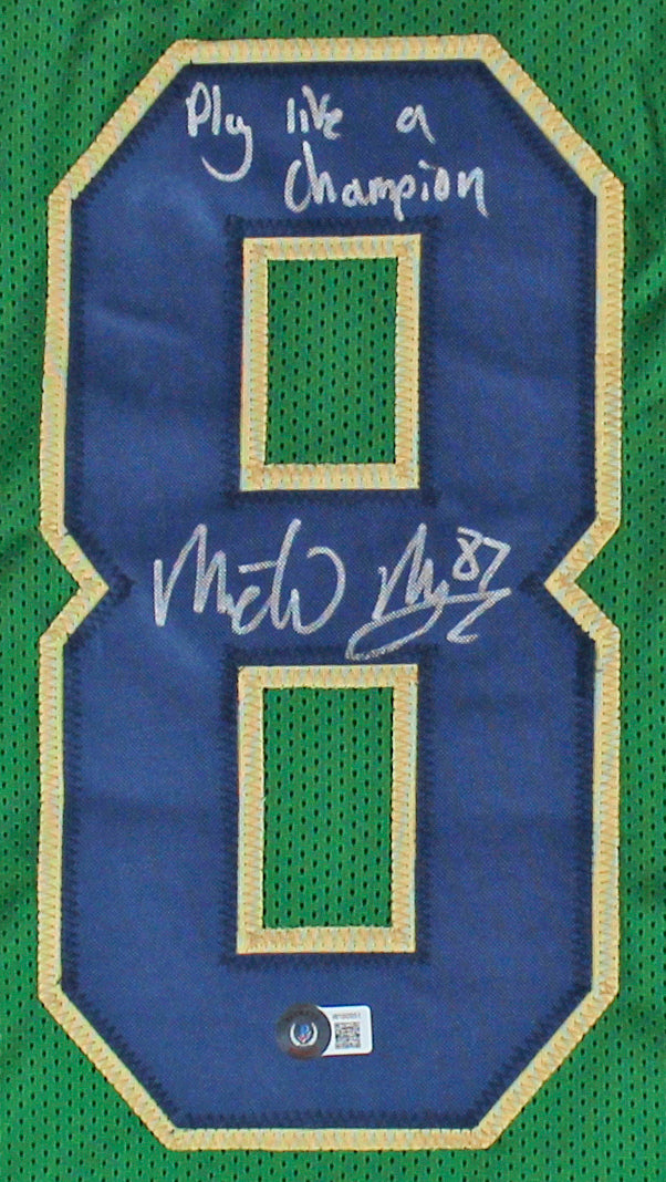 Notre Dame Michael Mayer "PLAC" Signed Green Pro Style Jersey BAS Witnessed