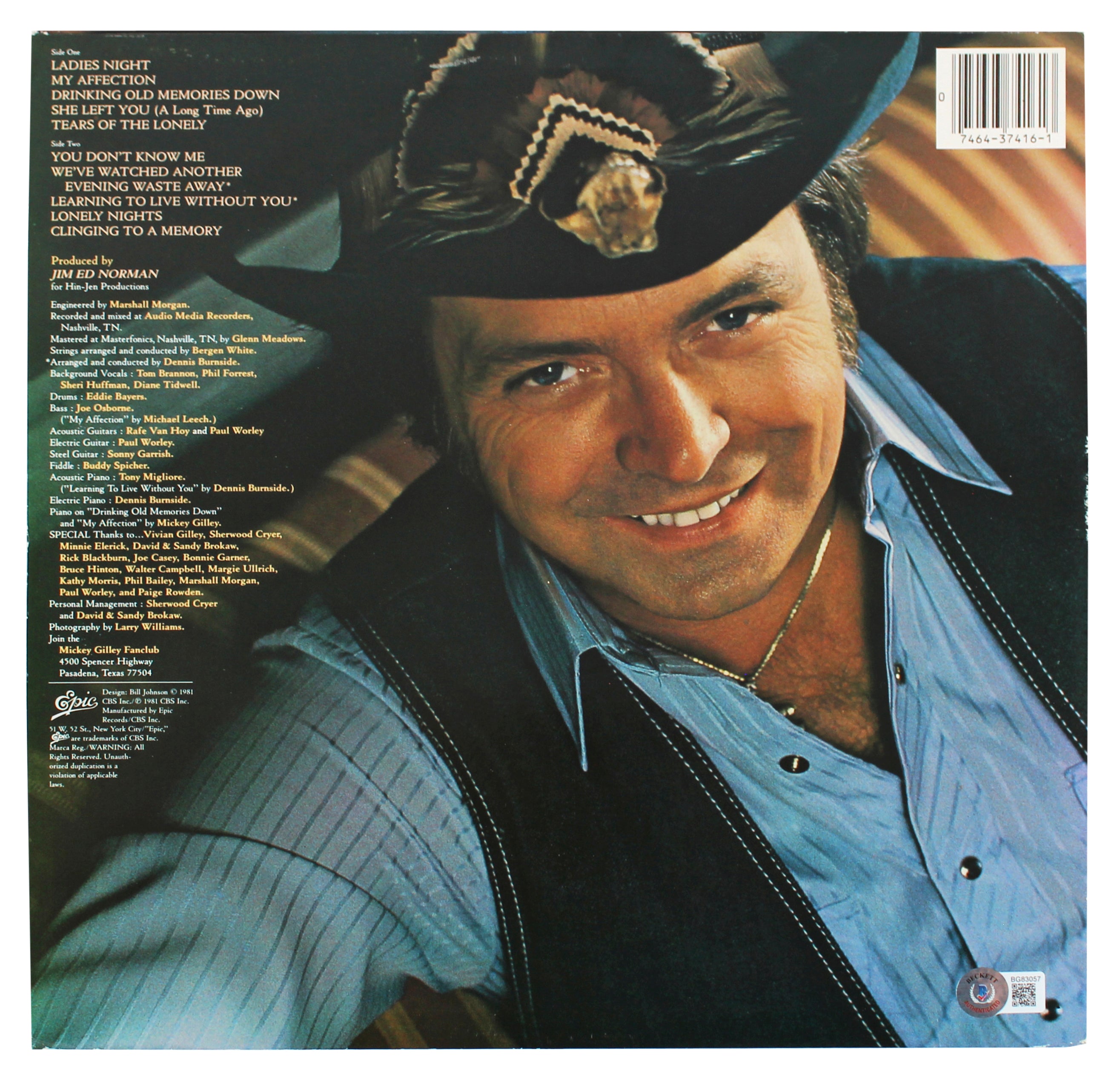 Mickey Gilley Authentic Signed You Don't Know Me Album Cover BAS #BG83057