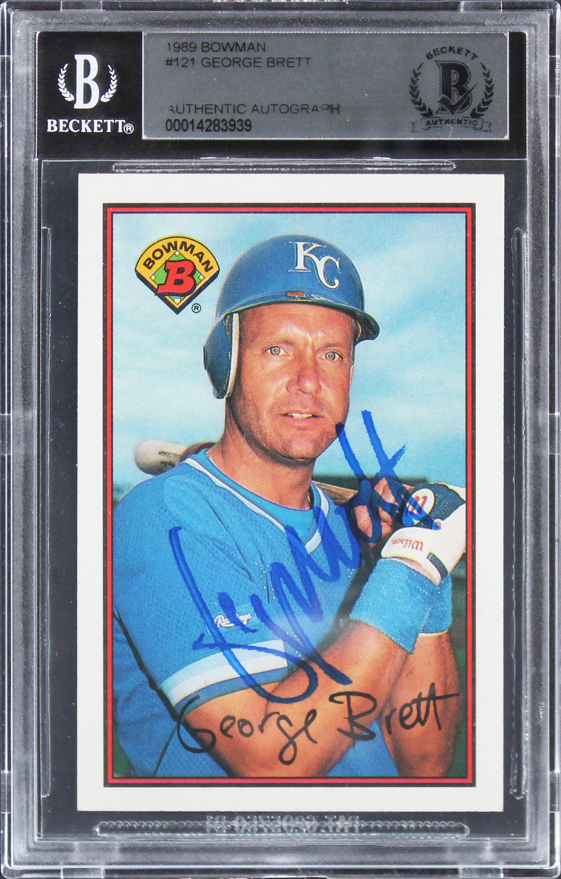 Royals George Brett Authentic Signed 1989 Bowman #121 Card Autographed BAS Slab