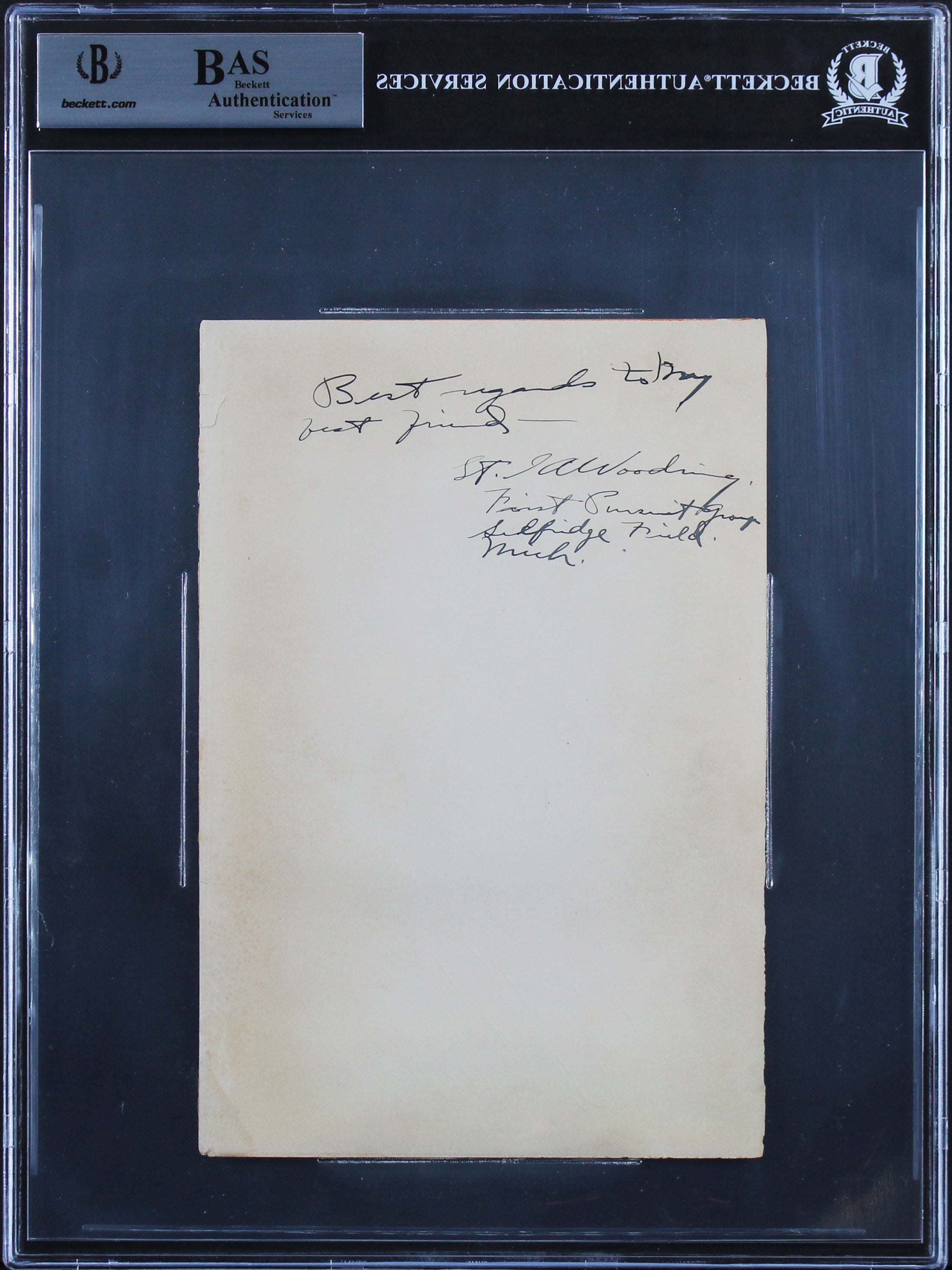 Charles Lindbergh Feb. 23, 1928 Authentic Signed 5.25x8 Photo BAS Slabbed