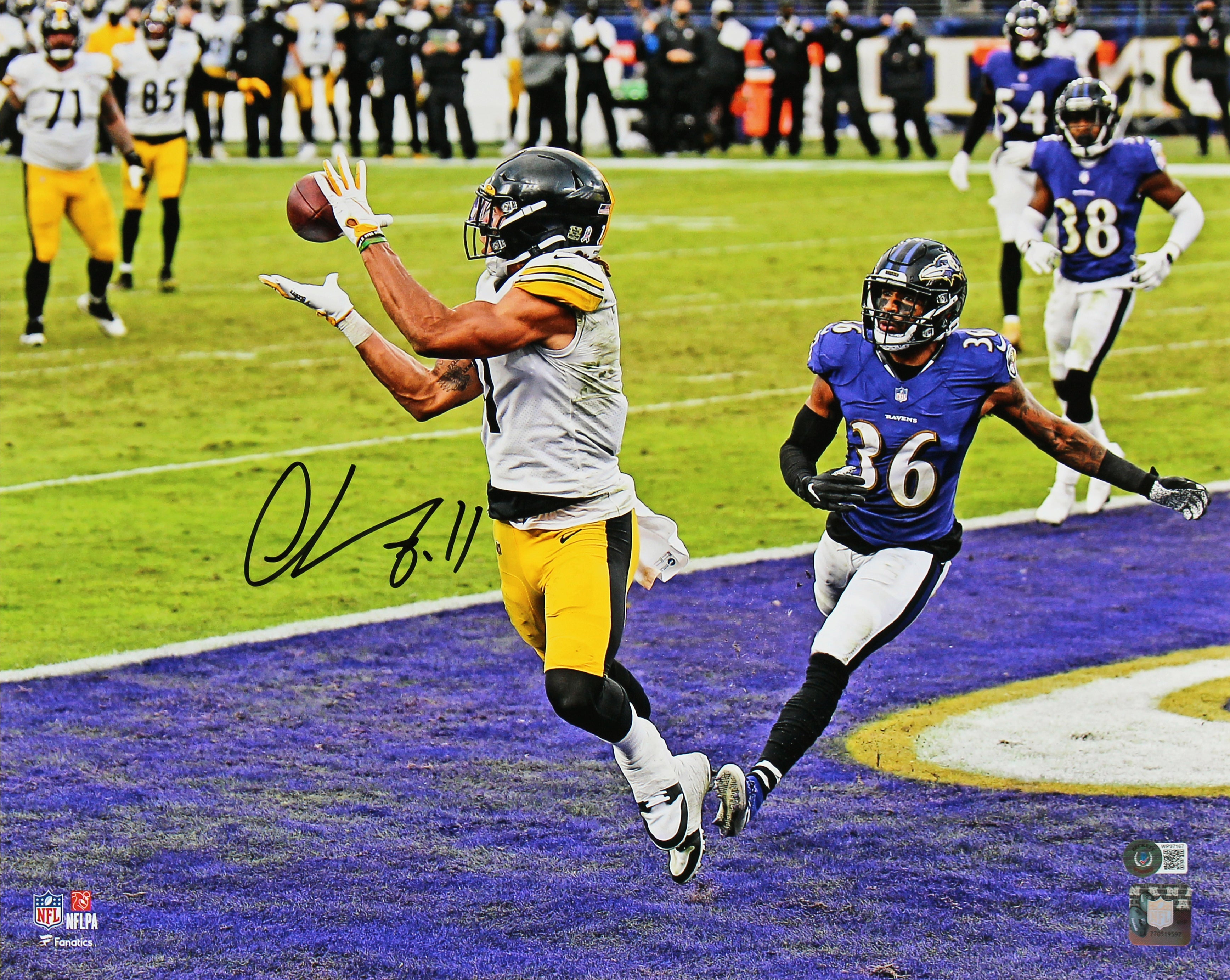 Steelers Chase Claypool Authentic Signed 16x20 Vs Ravens Photo BAS Witnessed