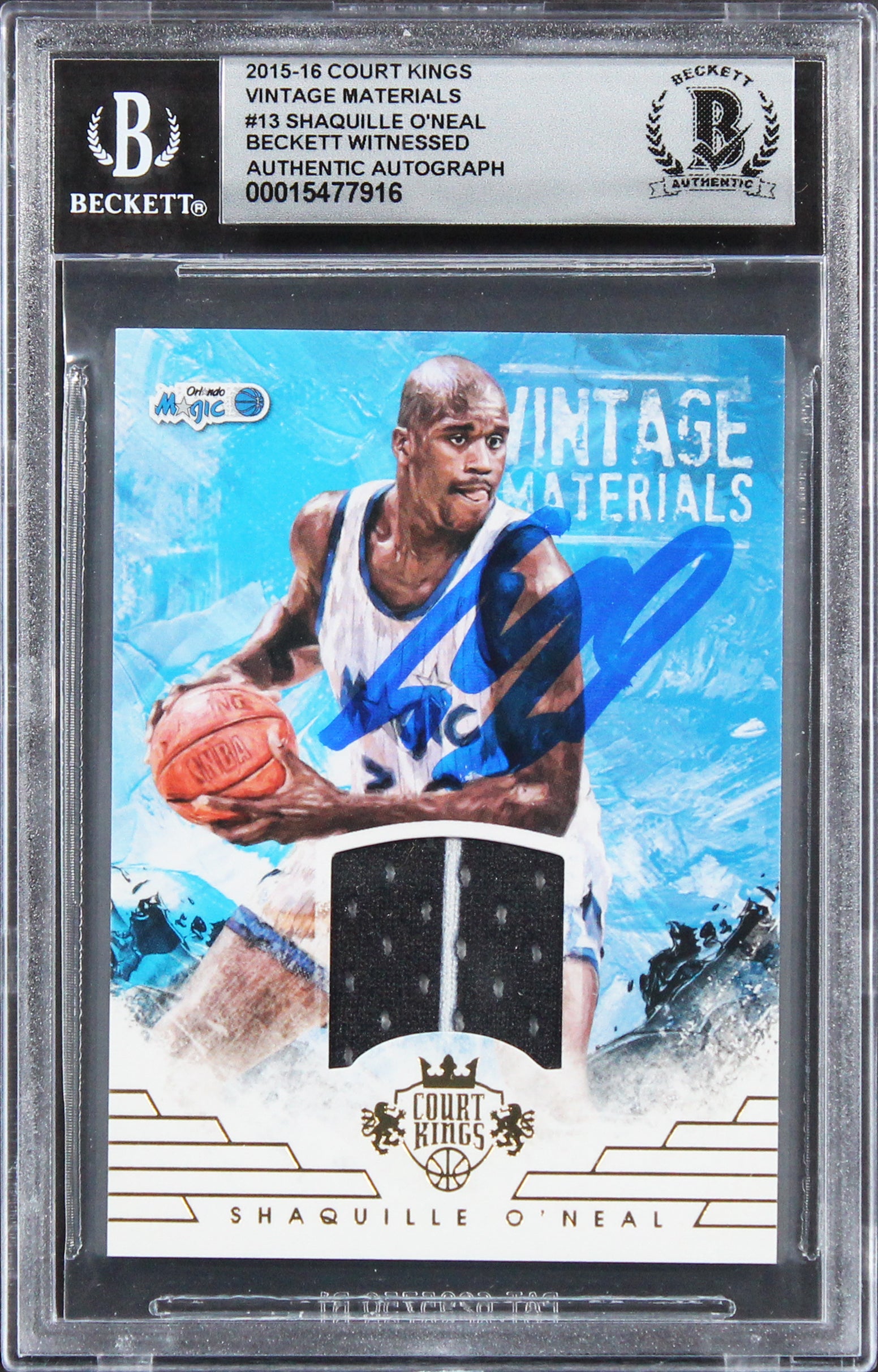 Shaquille O'Neal Signed 2015 CK Vintage Mat #13 18/199 Card Auto 10! BAS Slabbed