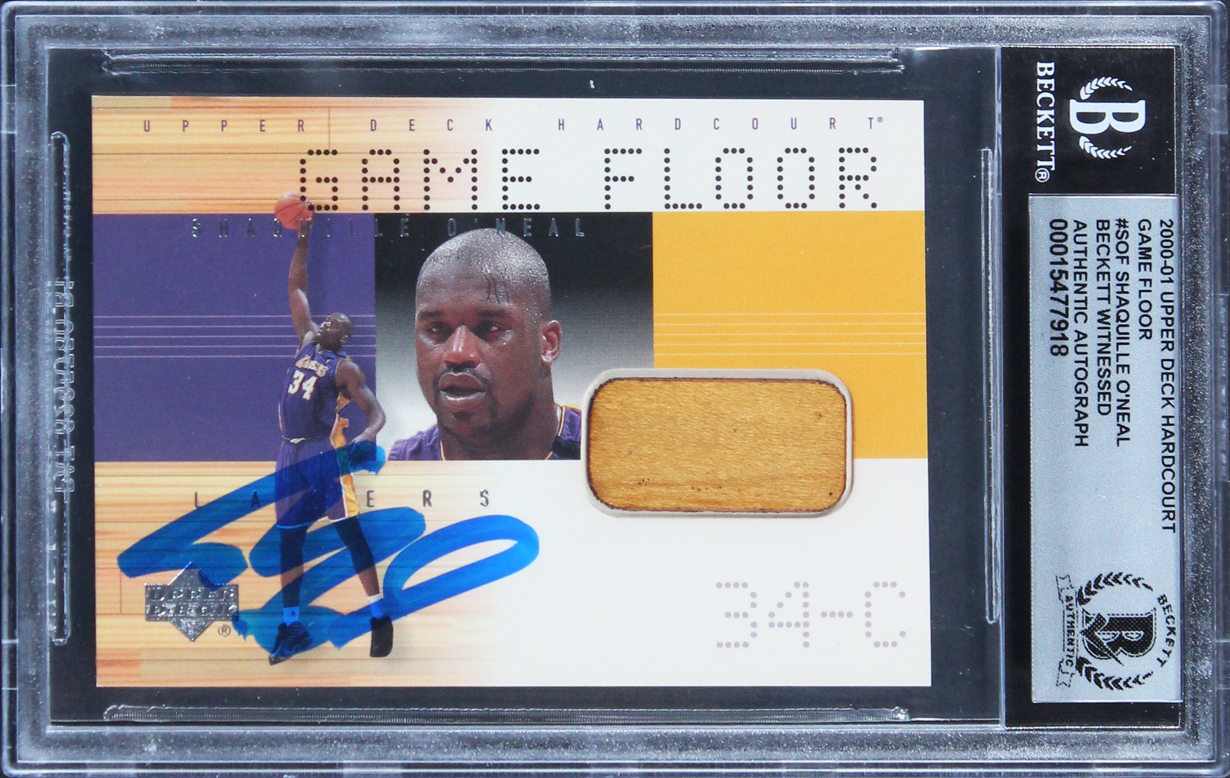 Shaquille O'Neal Signed 2000 UD Hardcourt Game Floor #SOF Card Auto 10! BAS Slab