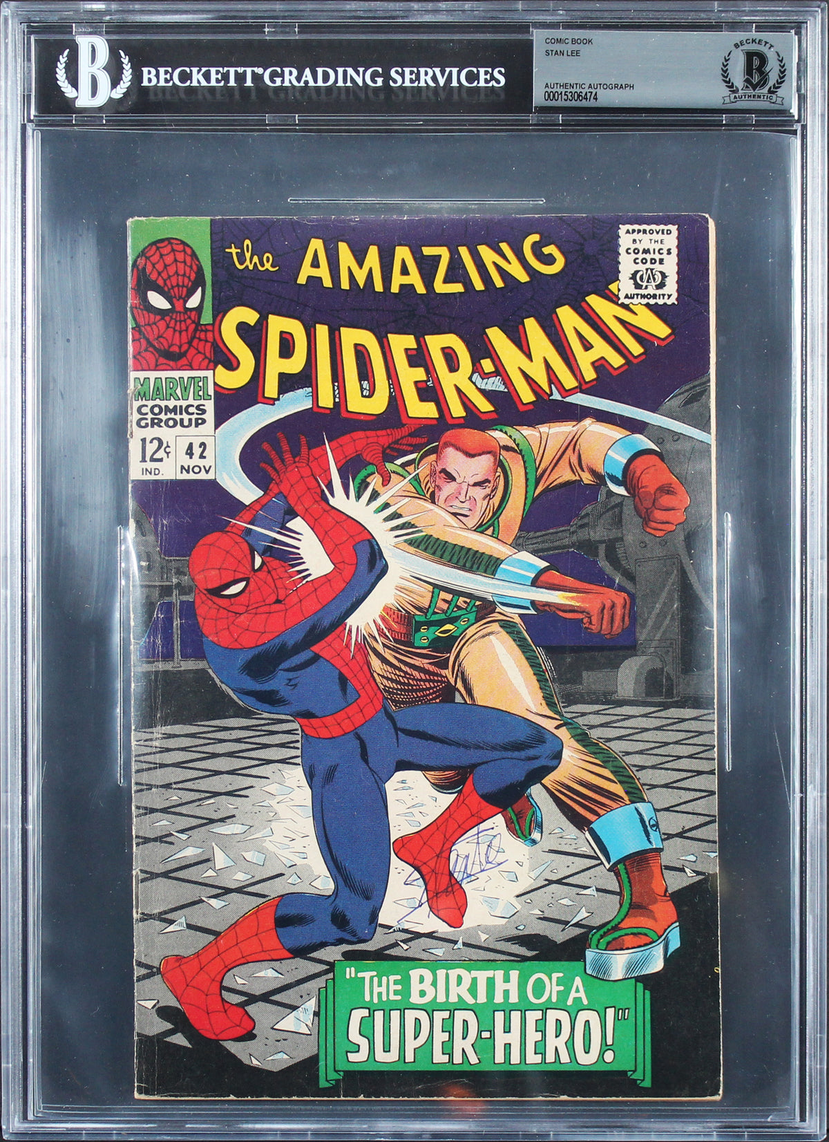 Marvel Stan Lee Authentic Signed The Amazing Spider-Man #42 Comic BAS Slabbed