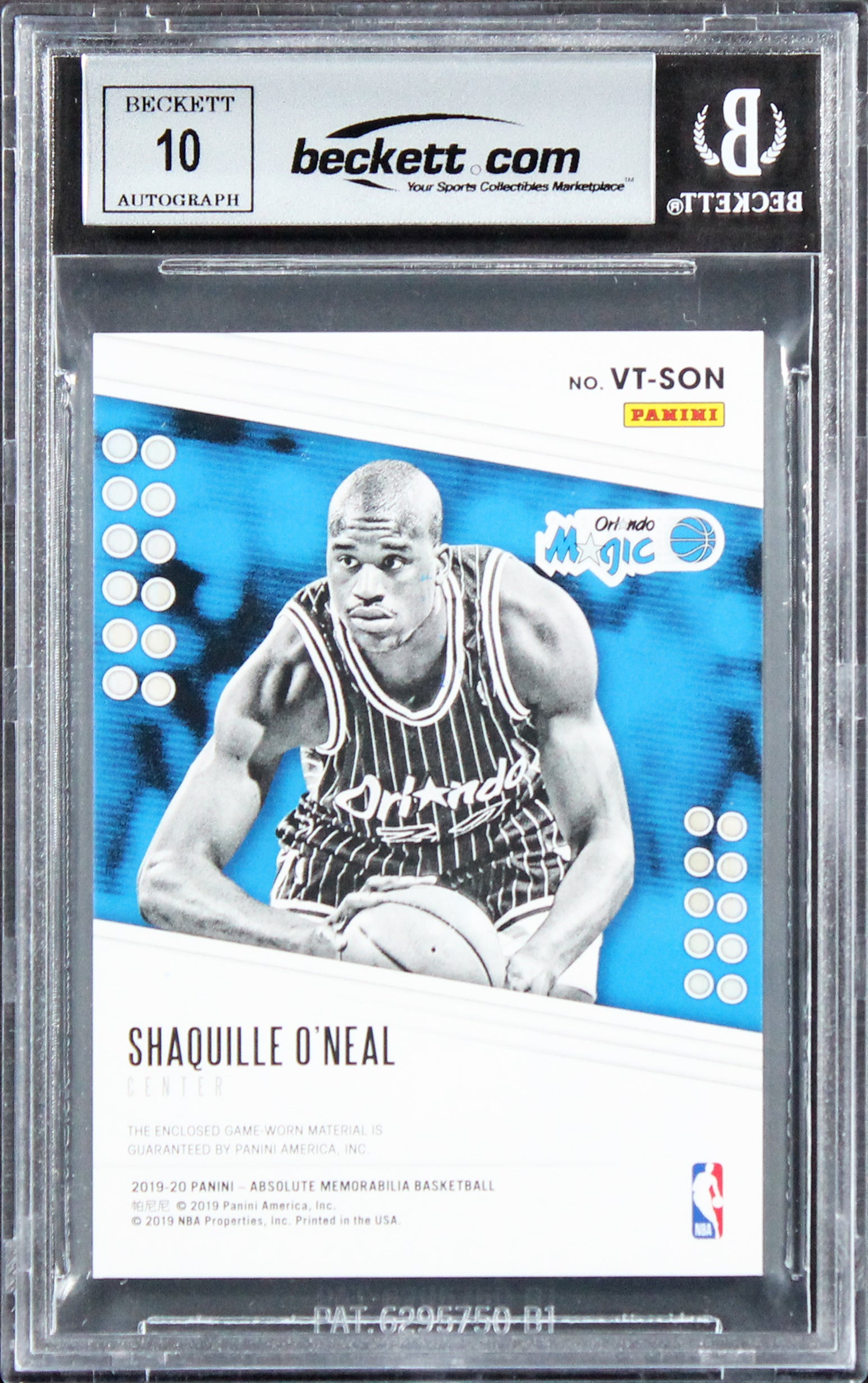 Shaquille O'Neal Signed '19 Absolute Mem Level 2 #29 21/25 Card Auto 10 BAS Slab