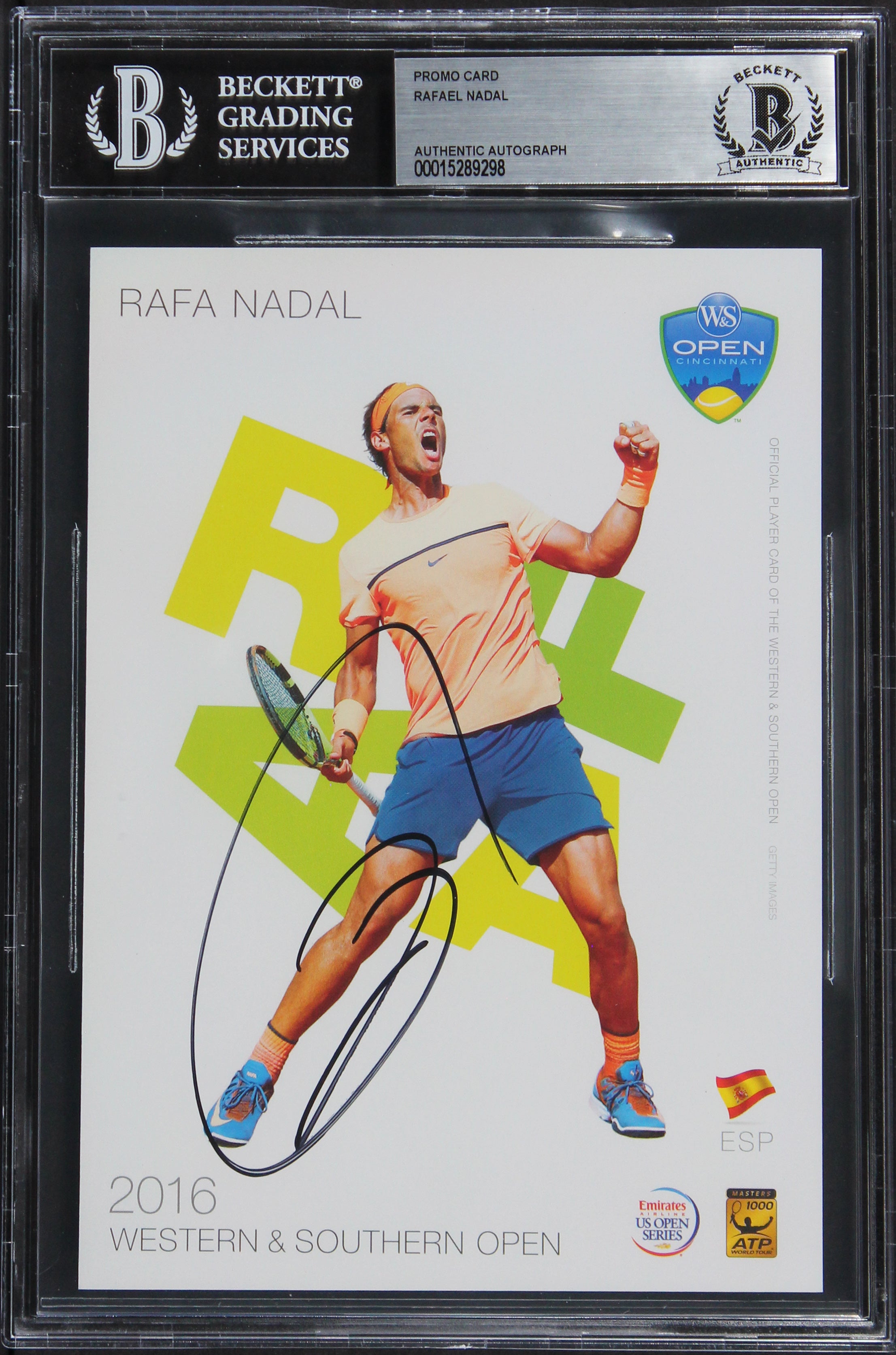 Rafael Nadal Authentic Signed 5x7 Promo Card Photo Autographed BAS Slabbed