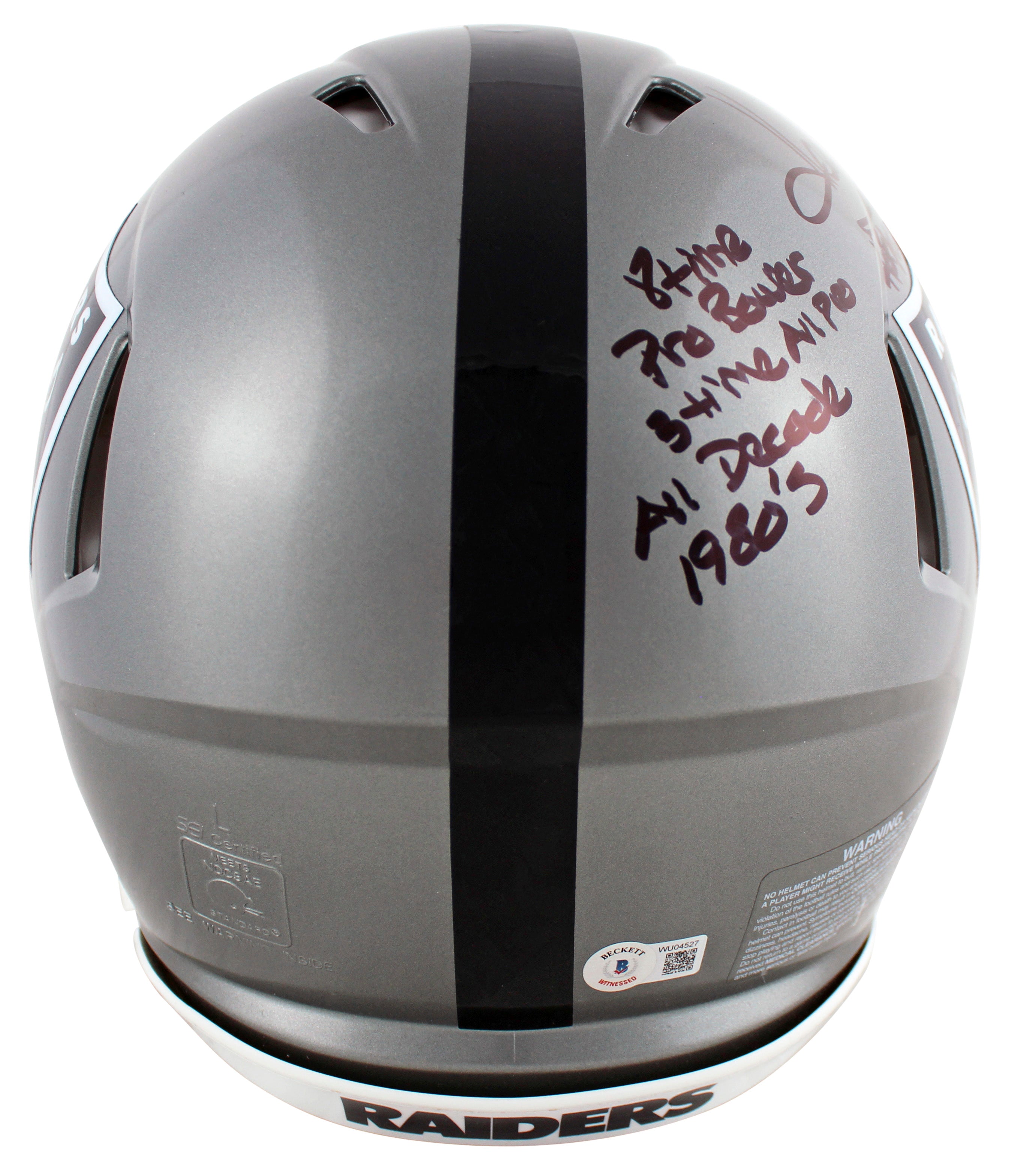Raiders Howie Long "Career Stat" Signed Flash F/S Speed Proline Helmet BAS Wit