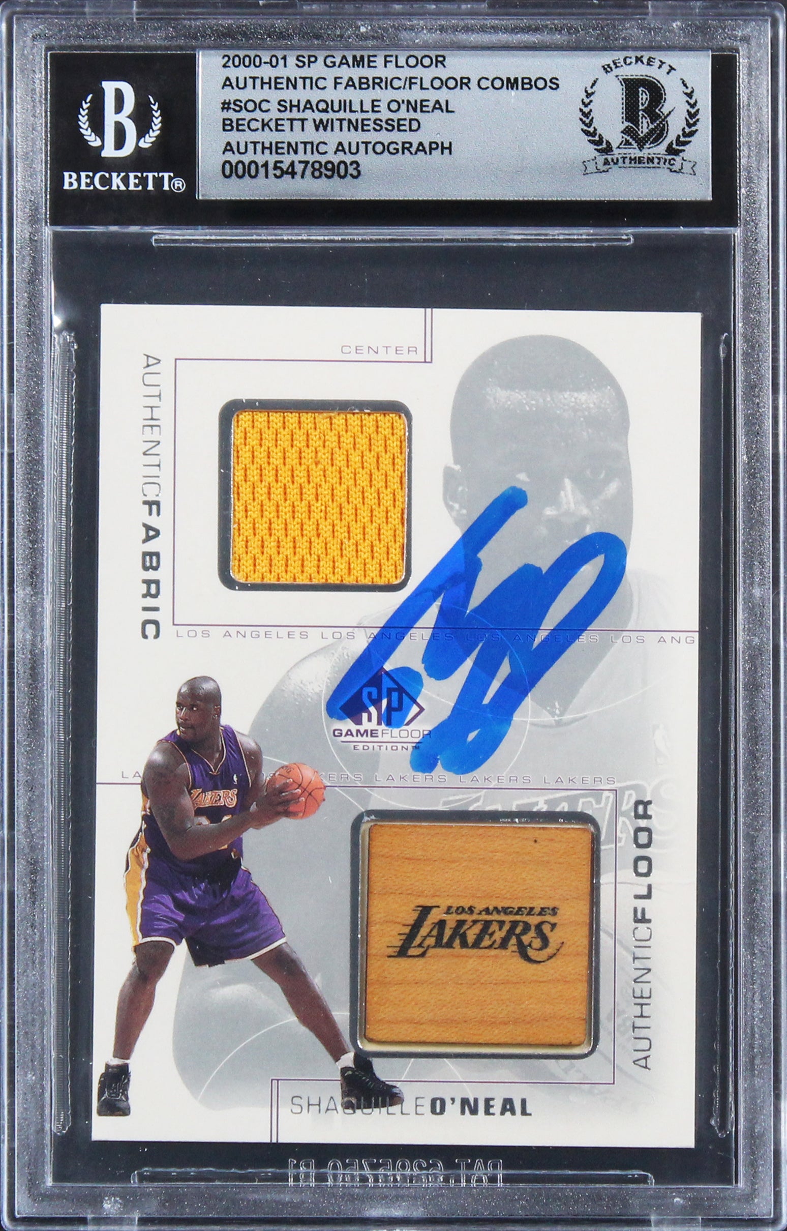 Lakers Shaquille O'Neal Authentic Signed 2000 SP Game Floor #SO Card BAS Slab 2
