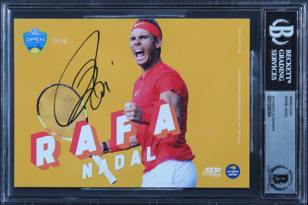 Rafael Nadal Authentic Signed 5x7 Promo Card Photo Autographed BAS Slabbed