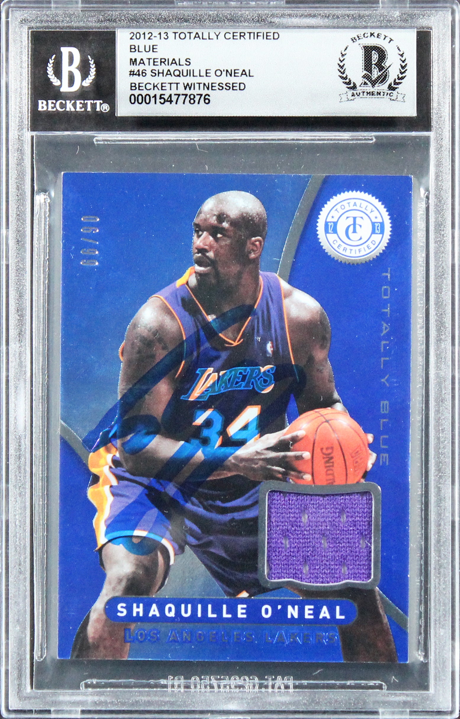 Shaquille O'Neal Signed 2012 Certified Blue Mat #46 66/90 Card Auto 10! BAS Slab