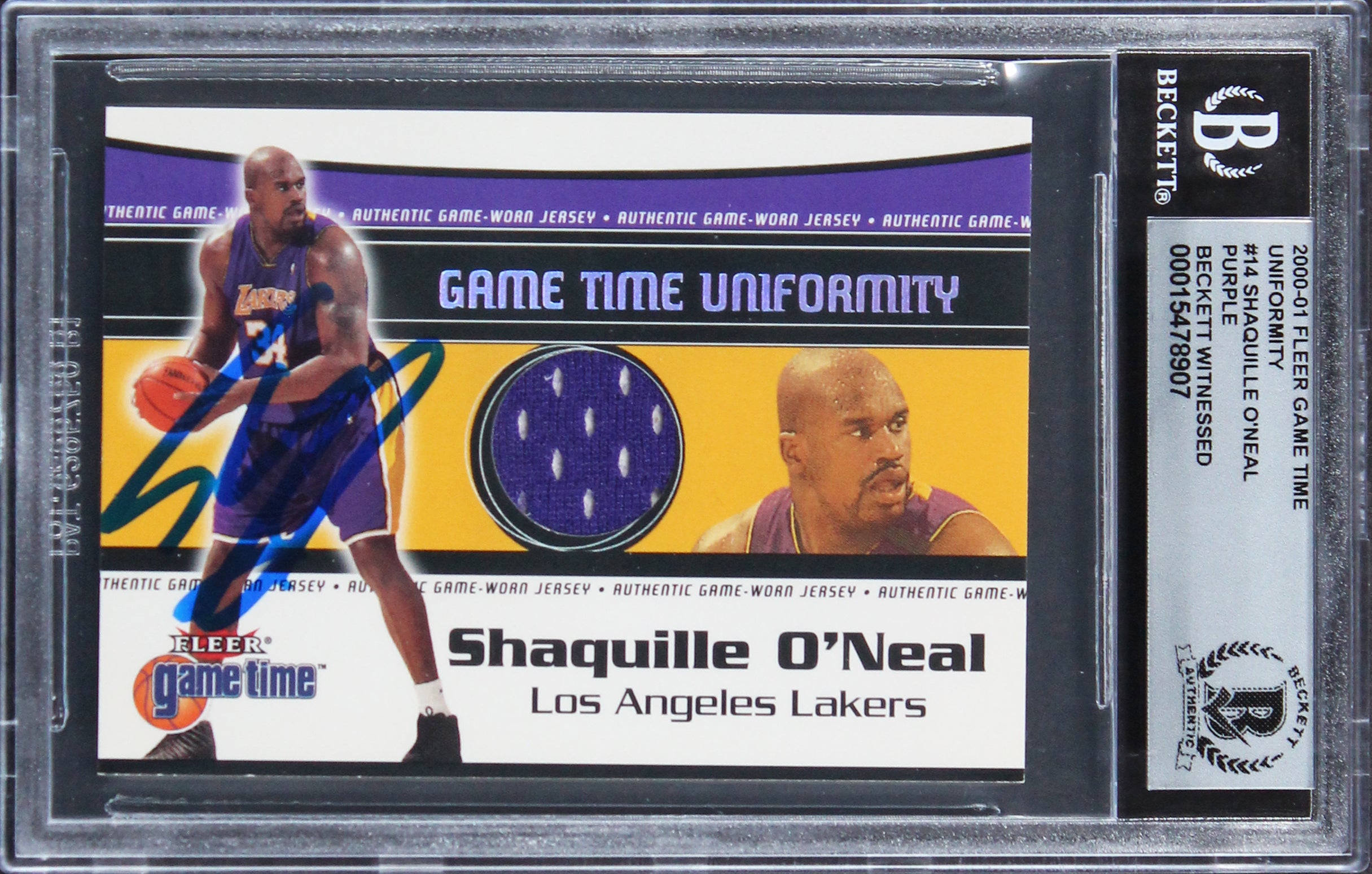 Shaquille O'Neal Signed 2000 Fleer Game Time Uniformity 14 Card Auto 10 BAS Slab