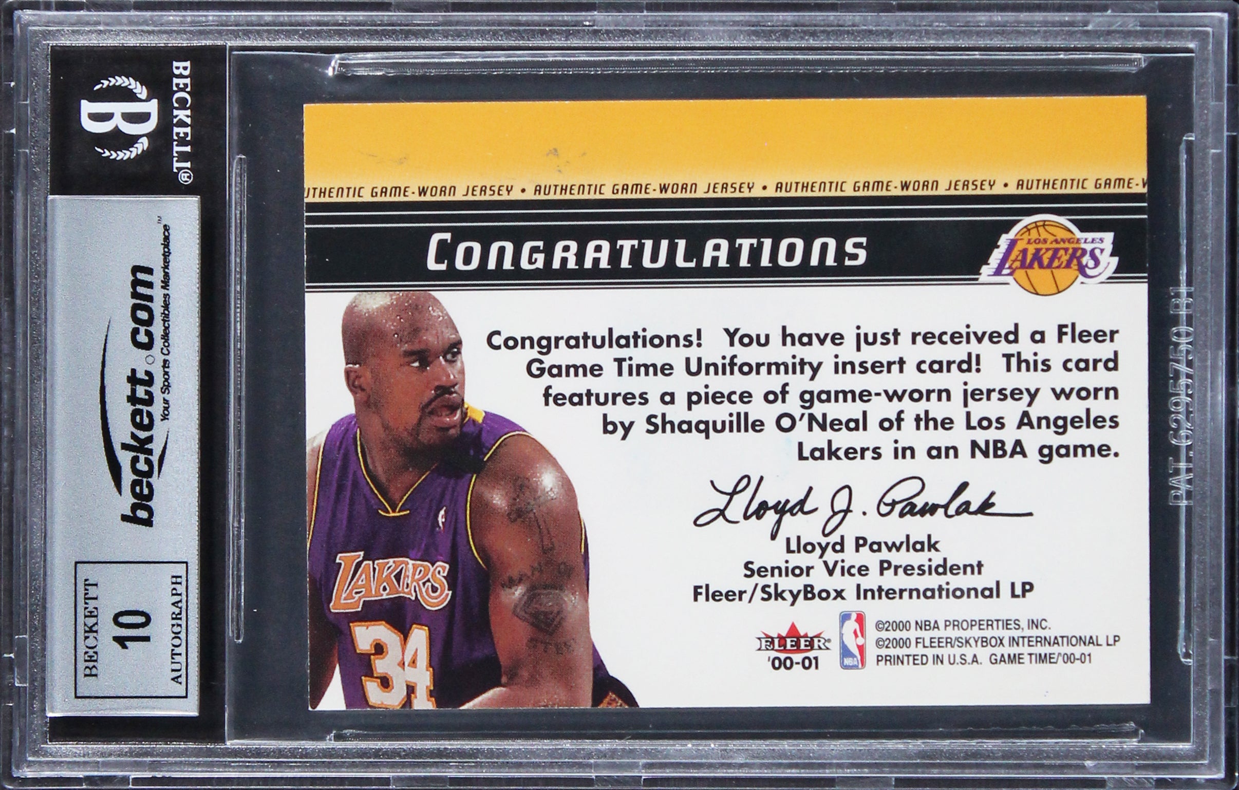 Shaquille O'Neal Signed 2000 Fleer Game Time Uniformity 14 Card Auto 10 BAS Slab