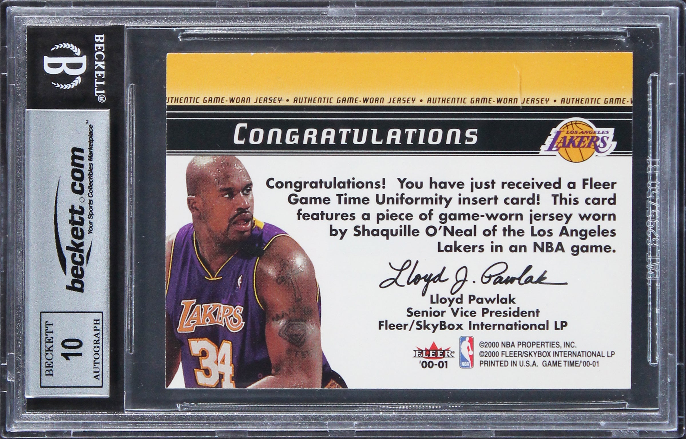 Shaquille O'Neal Signed 2000 Fleer Game Time Uniformity 14 Card Auto 10 BAS Slab