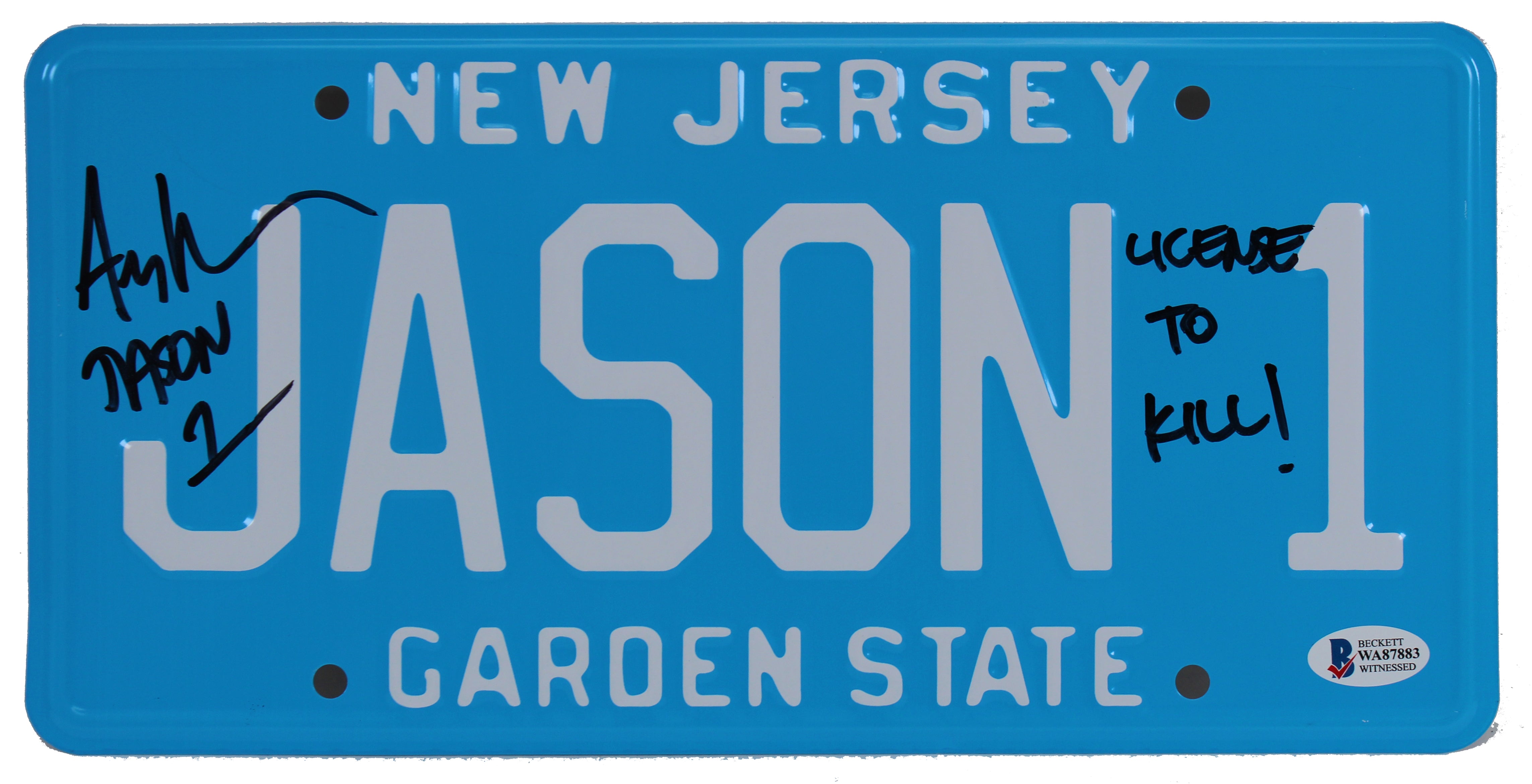 Ari Lehman Friday The 13th "License To Kill!" Signed License Plate BAS Witnessed