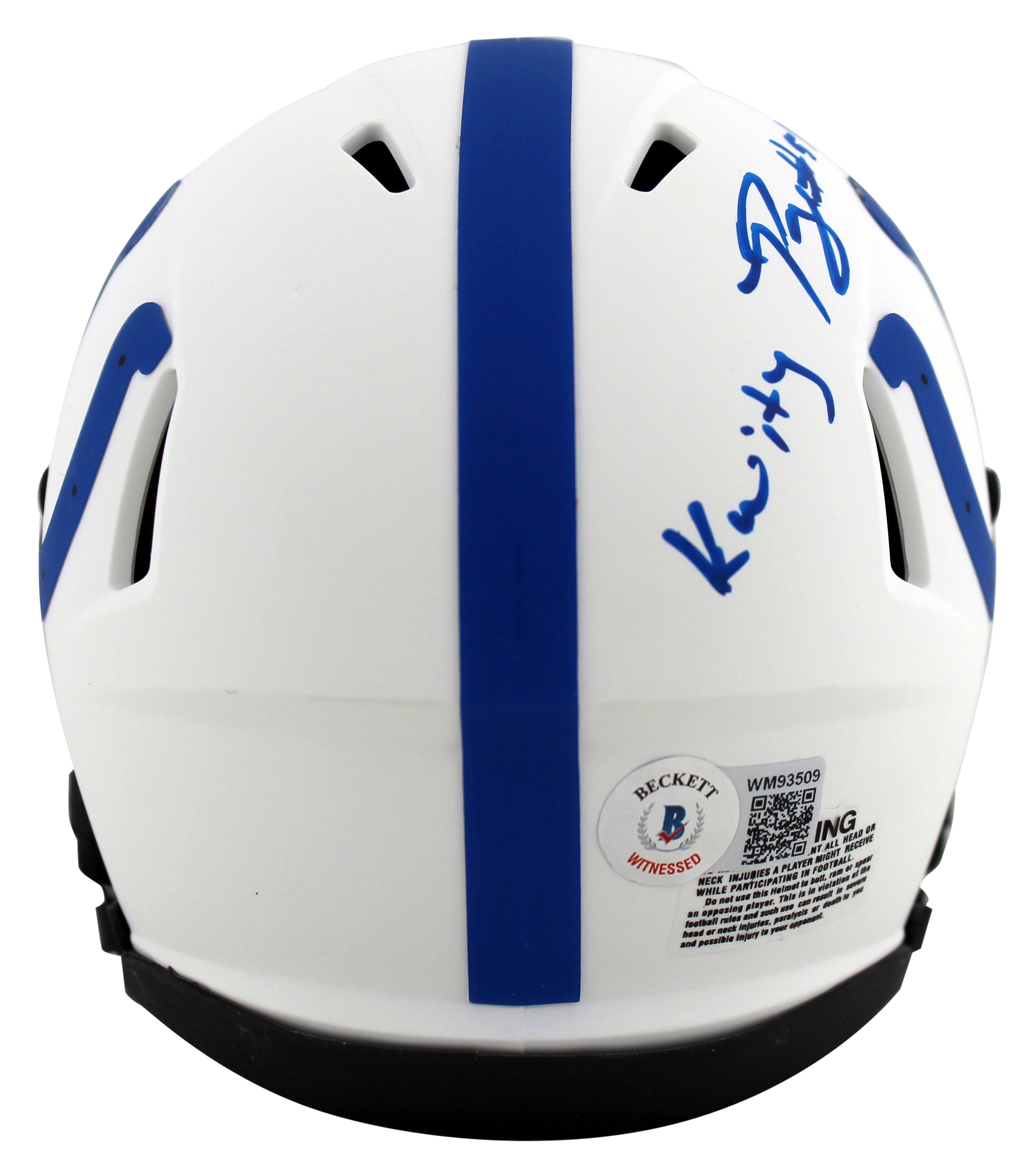 Colts Kwity Paye Authentic Signed Lunar Speed Mini Helmet BAS Witnessed