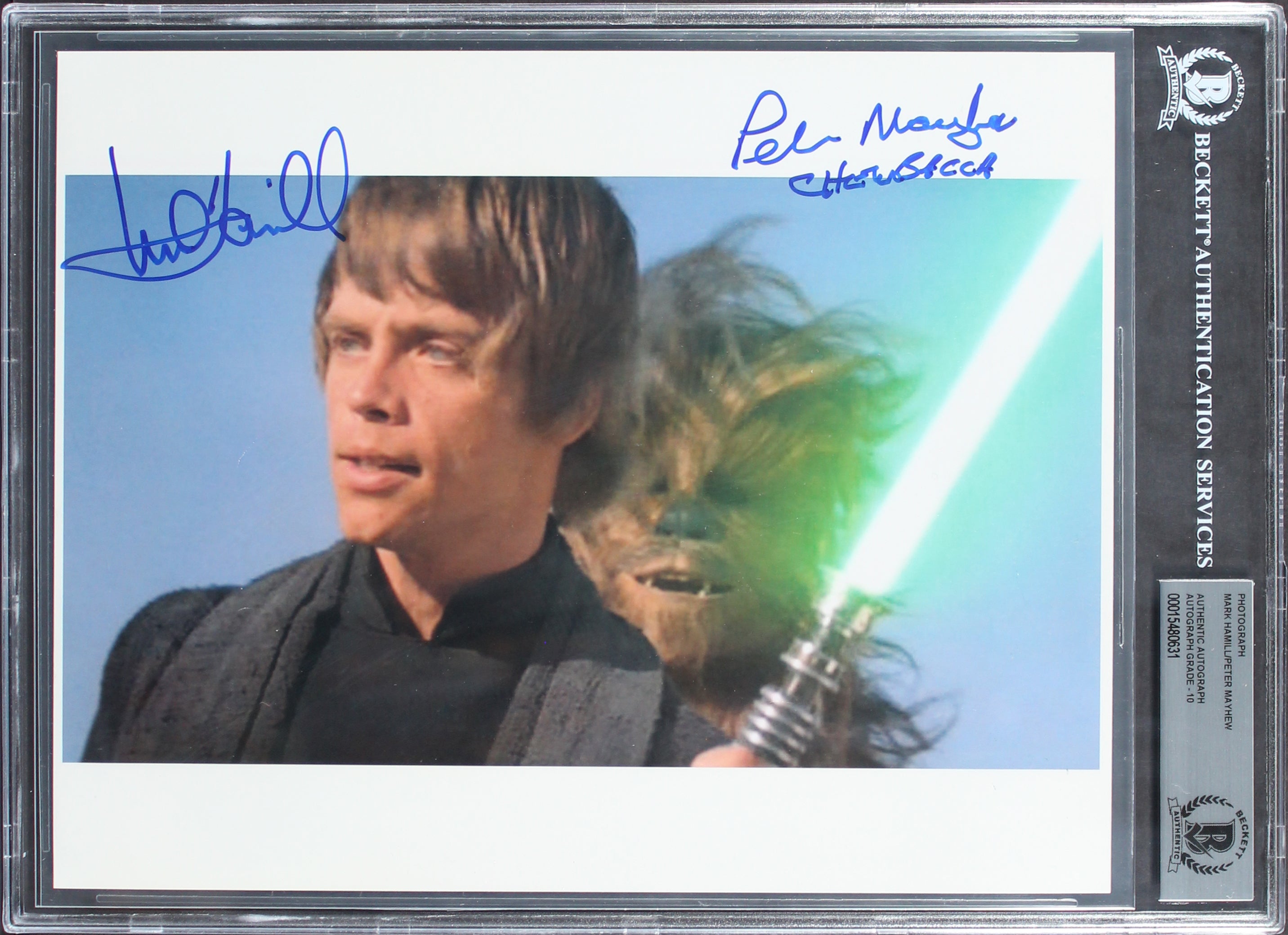 Mark Hamill & Peter Mayhew Star Wars Signed 8x10 Photo Auto 10! BAS Slabbed