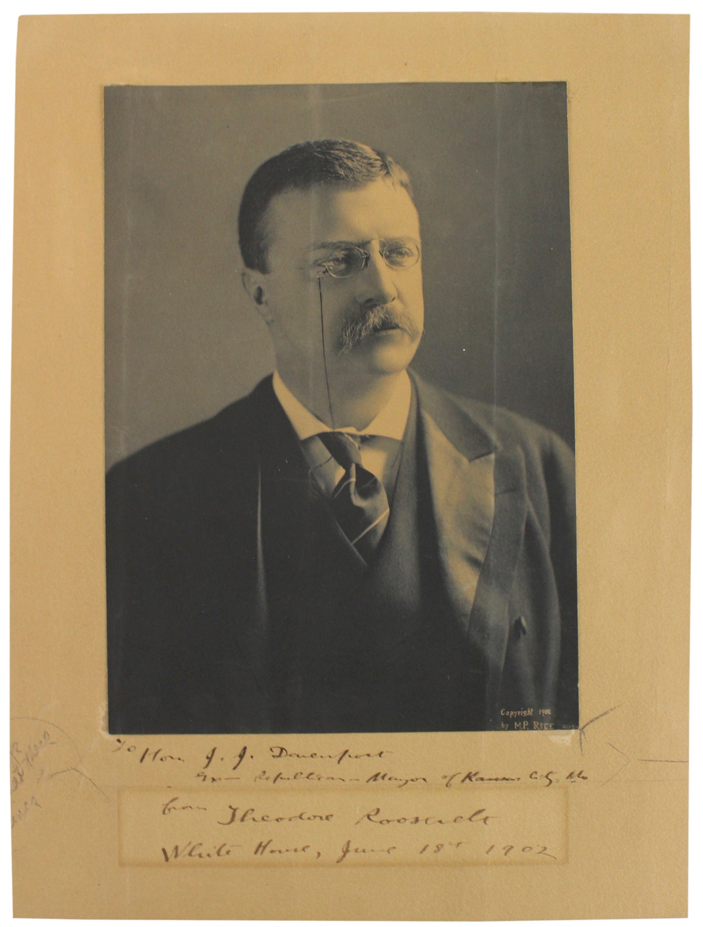 Theodore Roosevelt Authentic Signed 1902 7.75x11 Mounted Photo BAS #A57057