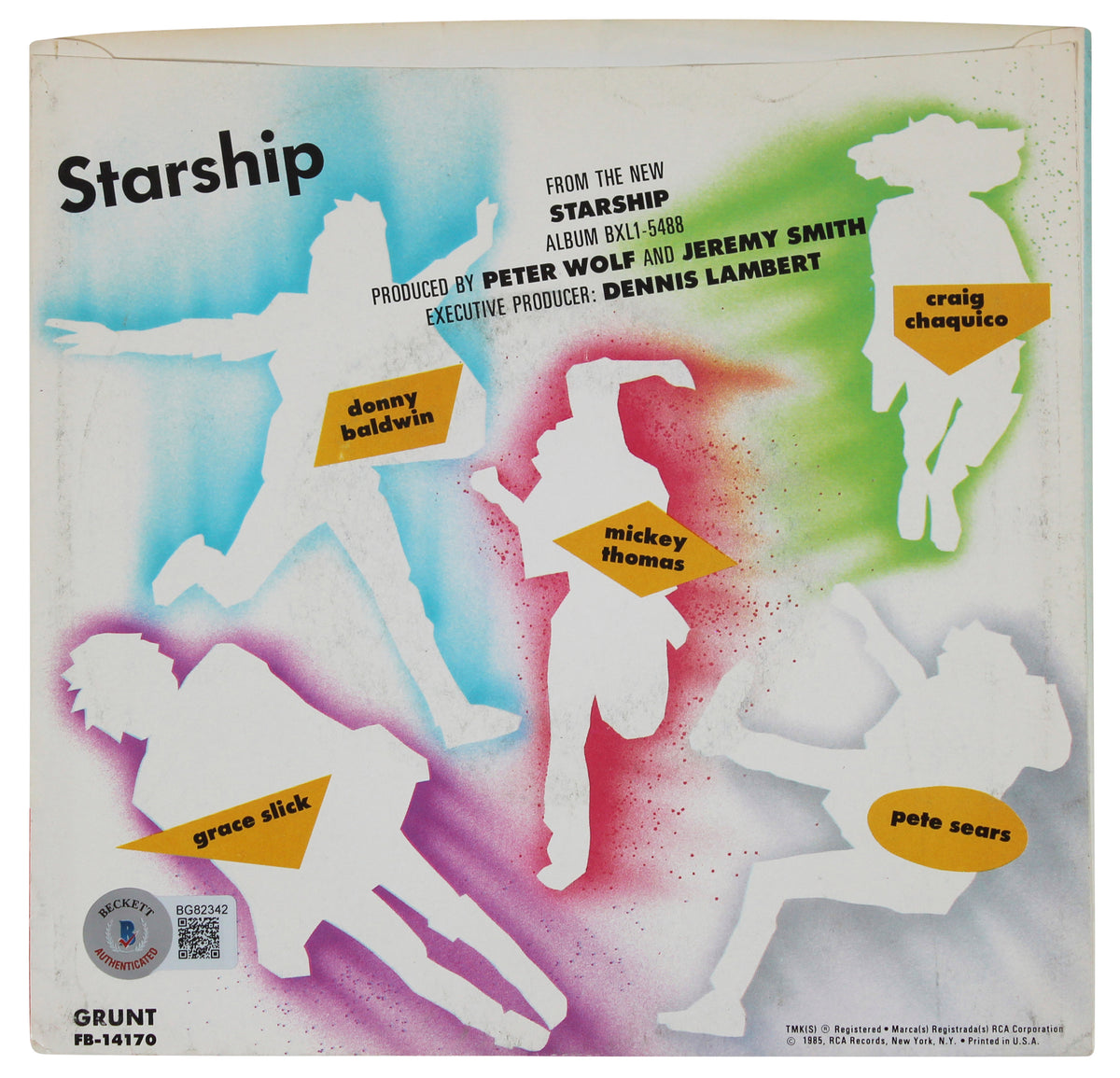 Mickey Thomas Starship Signed We Built This City 45 RPM Album Cover BAS #BG82342