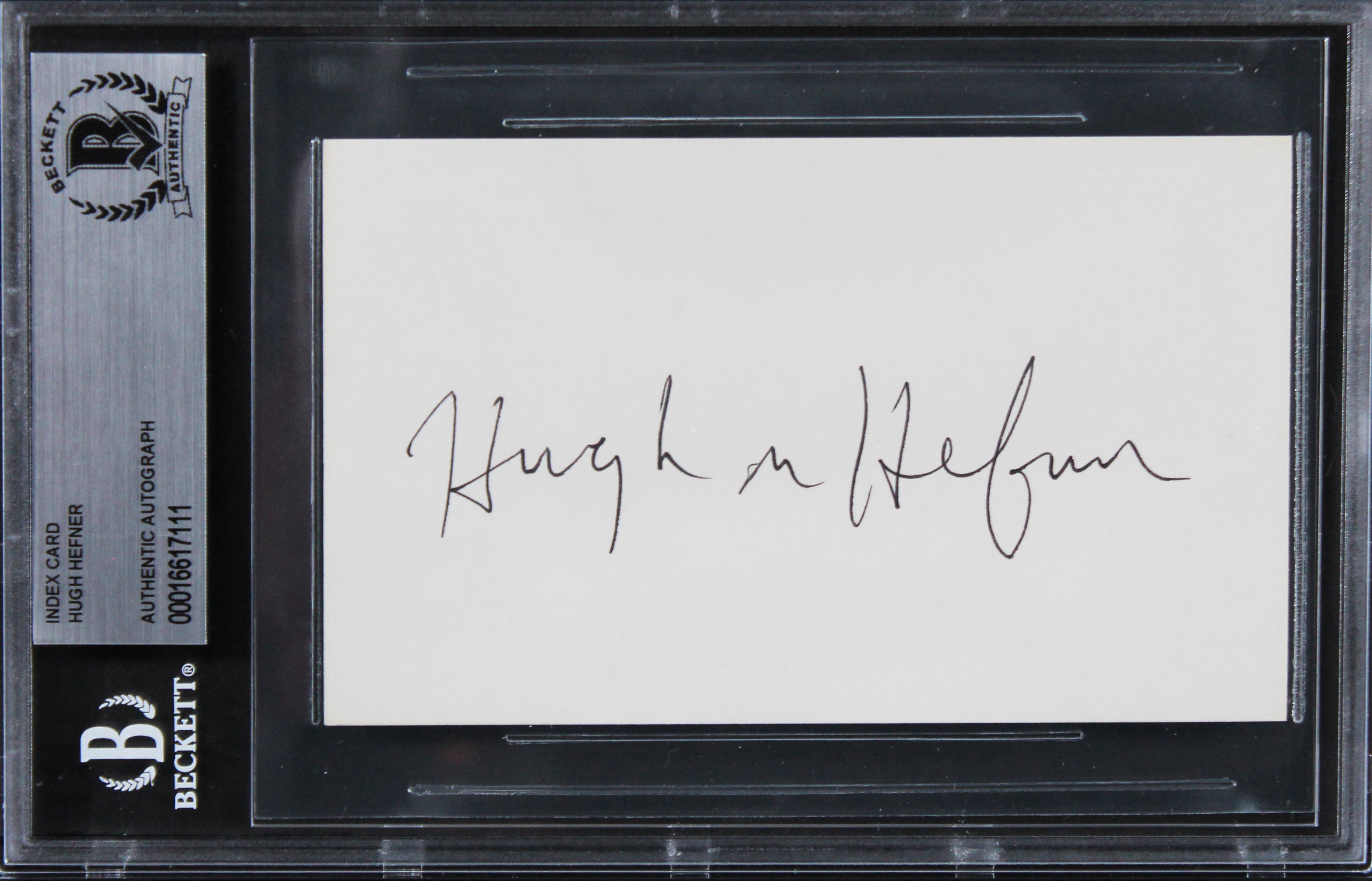 Hugh Hefner Playboy Authentic Signed 3x5 Index Card Autographed BAS Slabbed 1