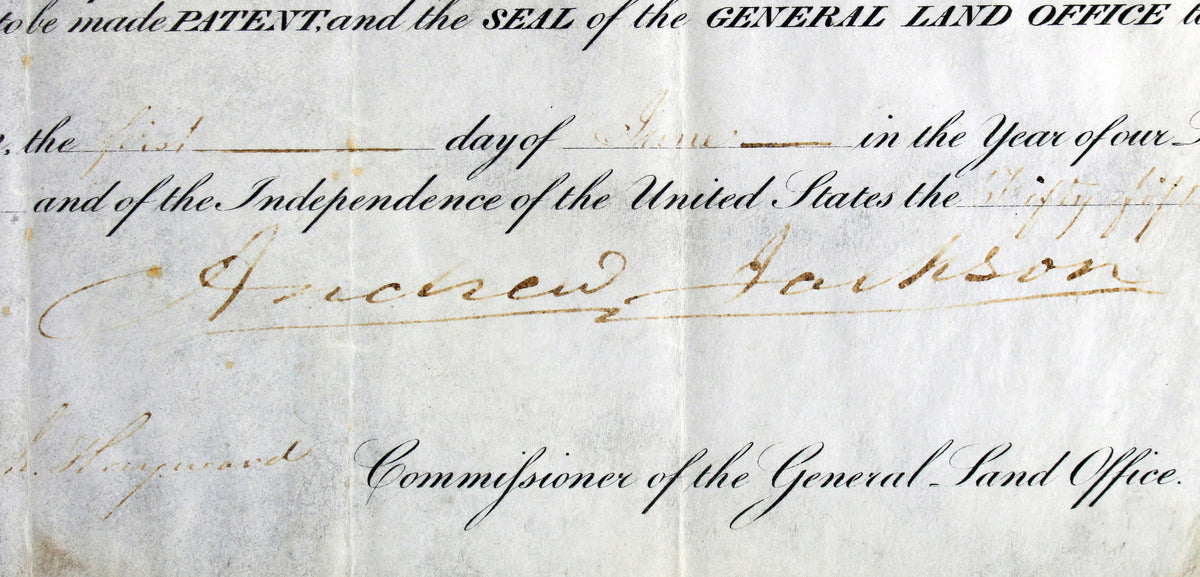 Andrew Jackson Authentic Signed 1831 Land Grant Document Dated BAS #A08245