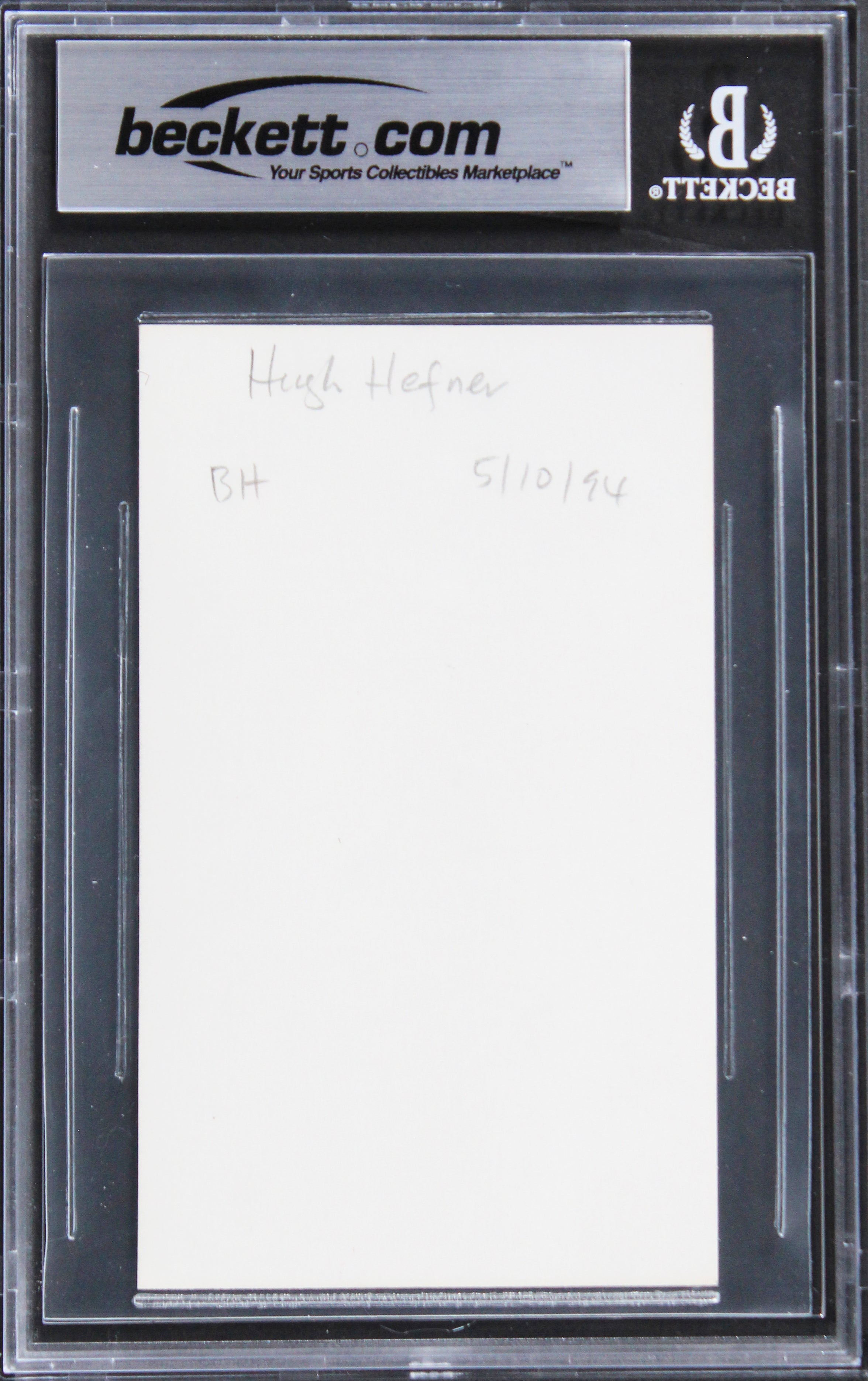 Hugh Hefner Playboy Authentic Signed 3x5 Index Card Autographed BAS Slabbed 1