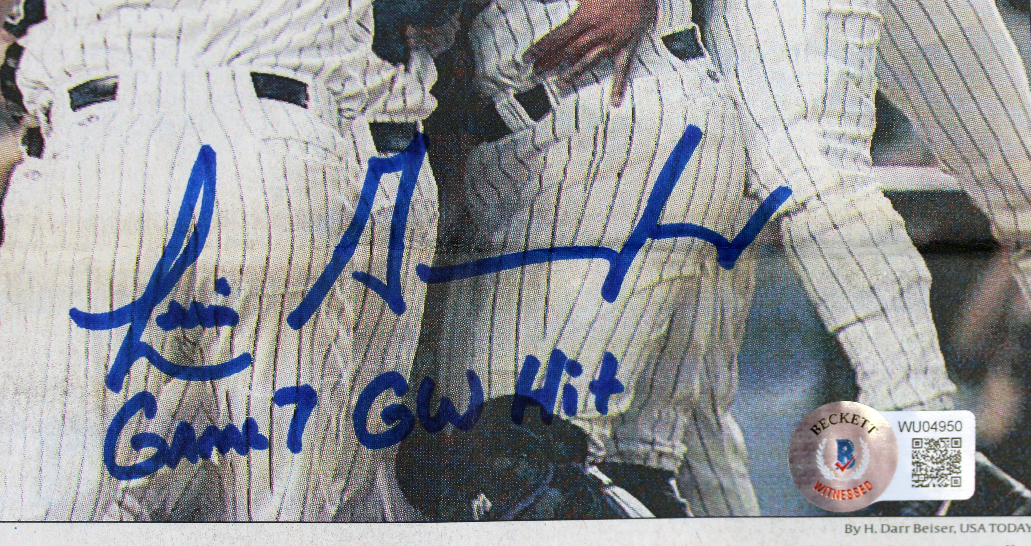 D-Backs Luis Gonzalez "Game 7 GW Hit" Signed USA Today Newspaper BAS #WU04950