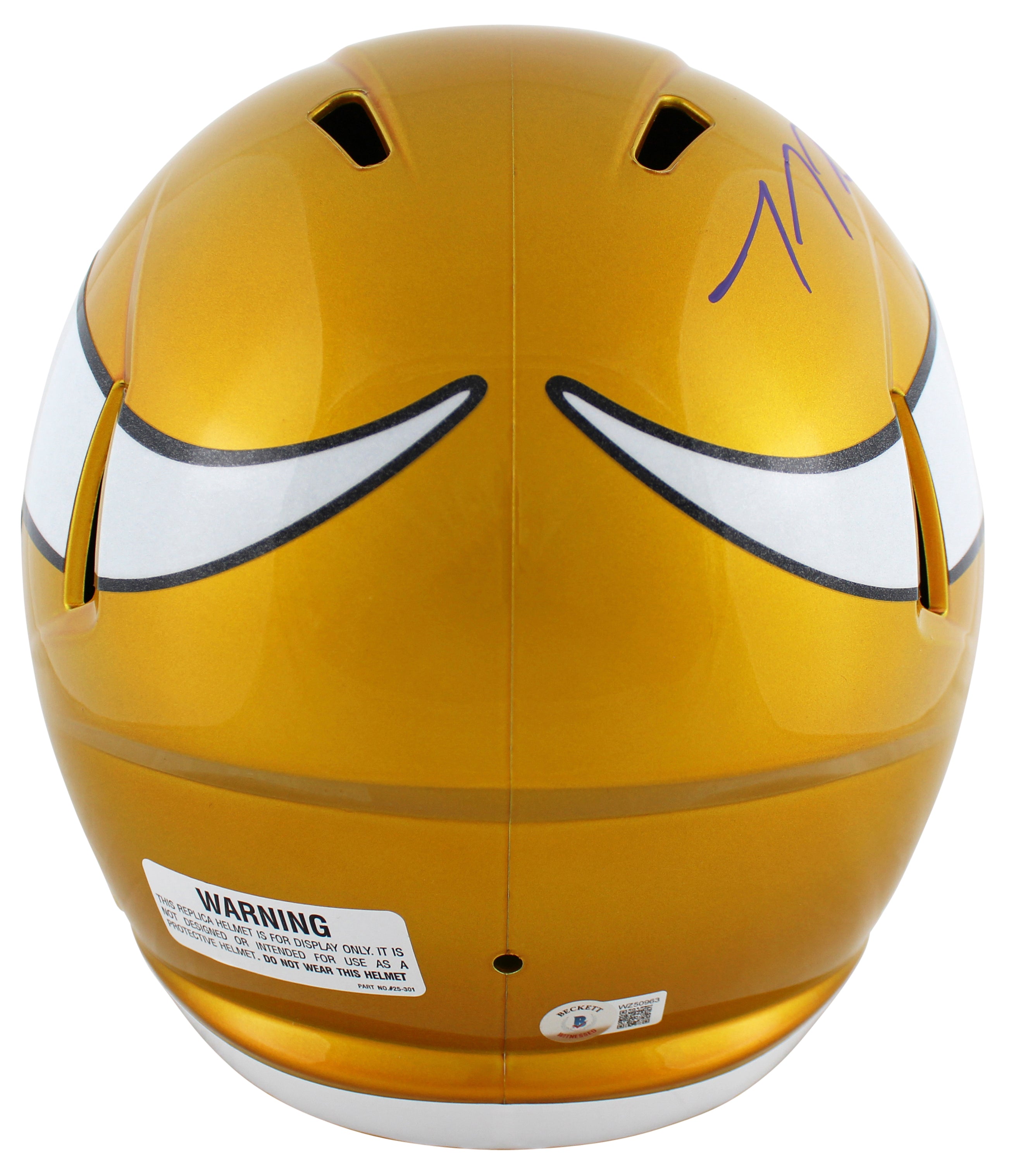 Vikings T.J. Hockenson Signed Flash Full Size Speed Rep Helmet w/ Case BAS Wit