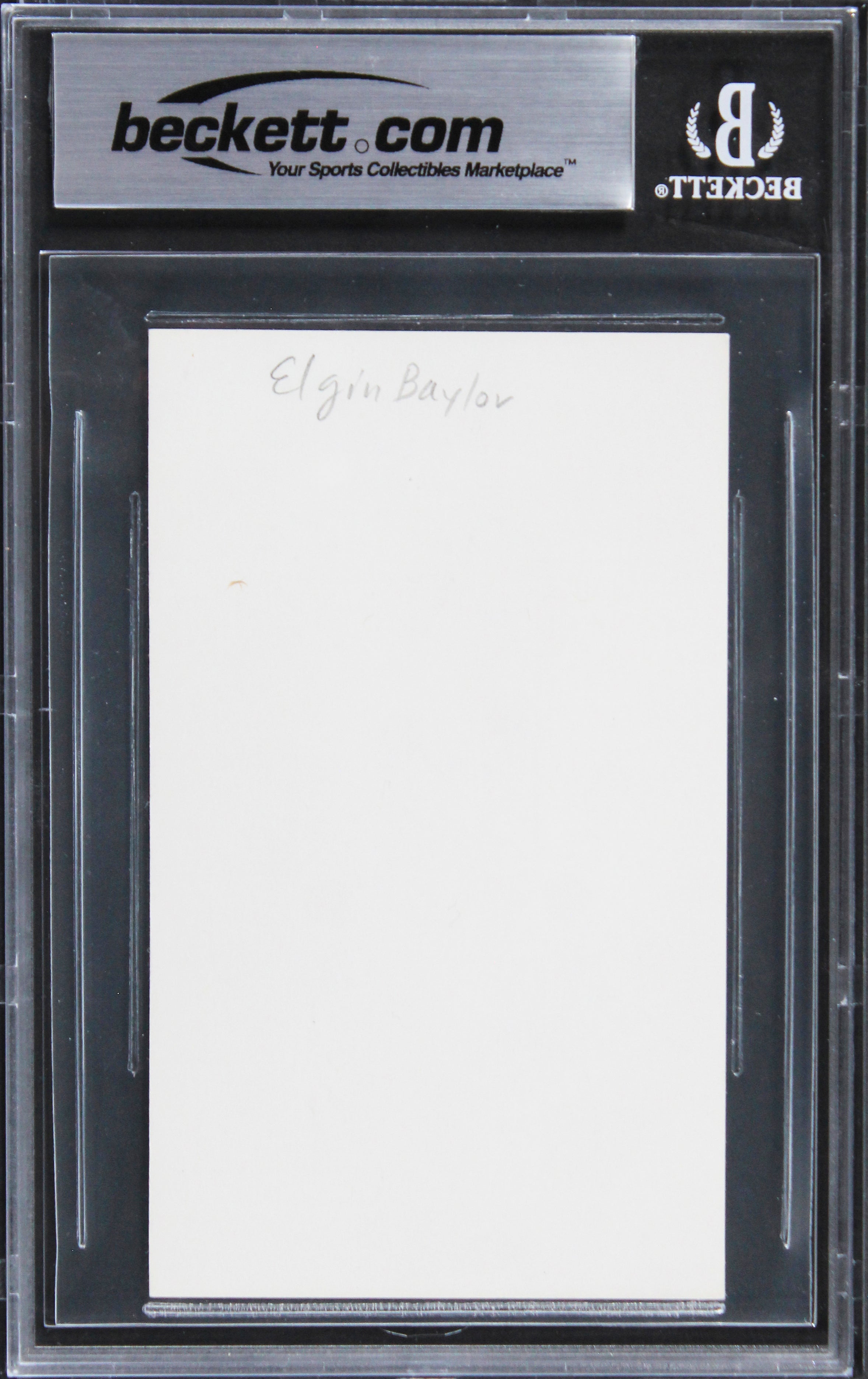 Lakers Elgin Baylor Authentic Signed 3x5 Index Card Autographed BAS Slabbed