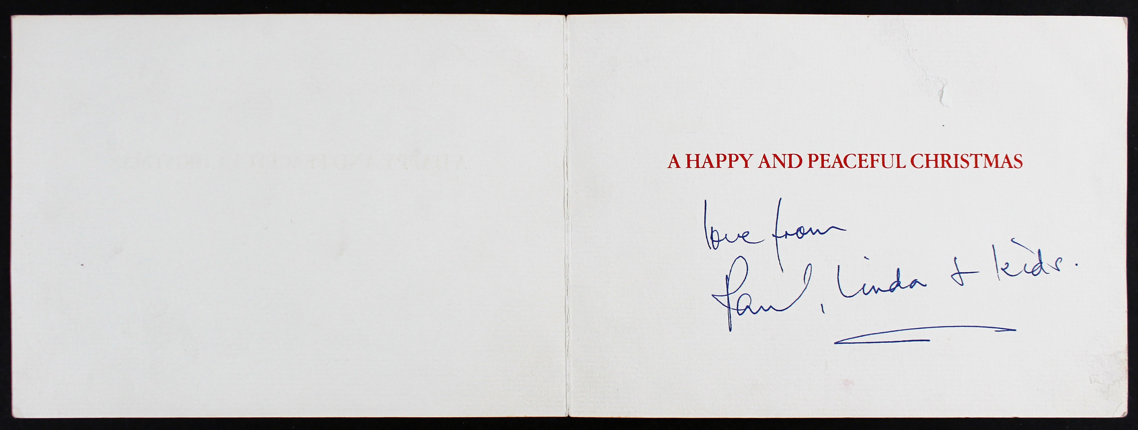 Paul McCartney Beatles Love From Linda + Kids Authentic Signed Card BAS #AA03802