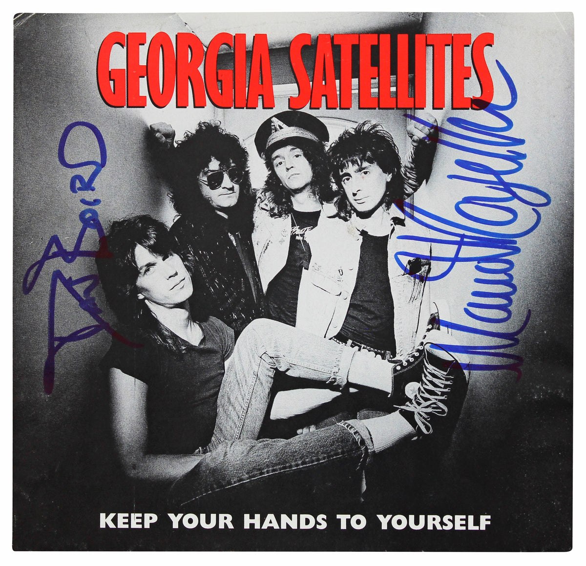 Dan Baird & Mauro Magellan Signed Keep Your Hands to Yourself 45 Album Cover BAS