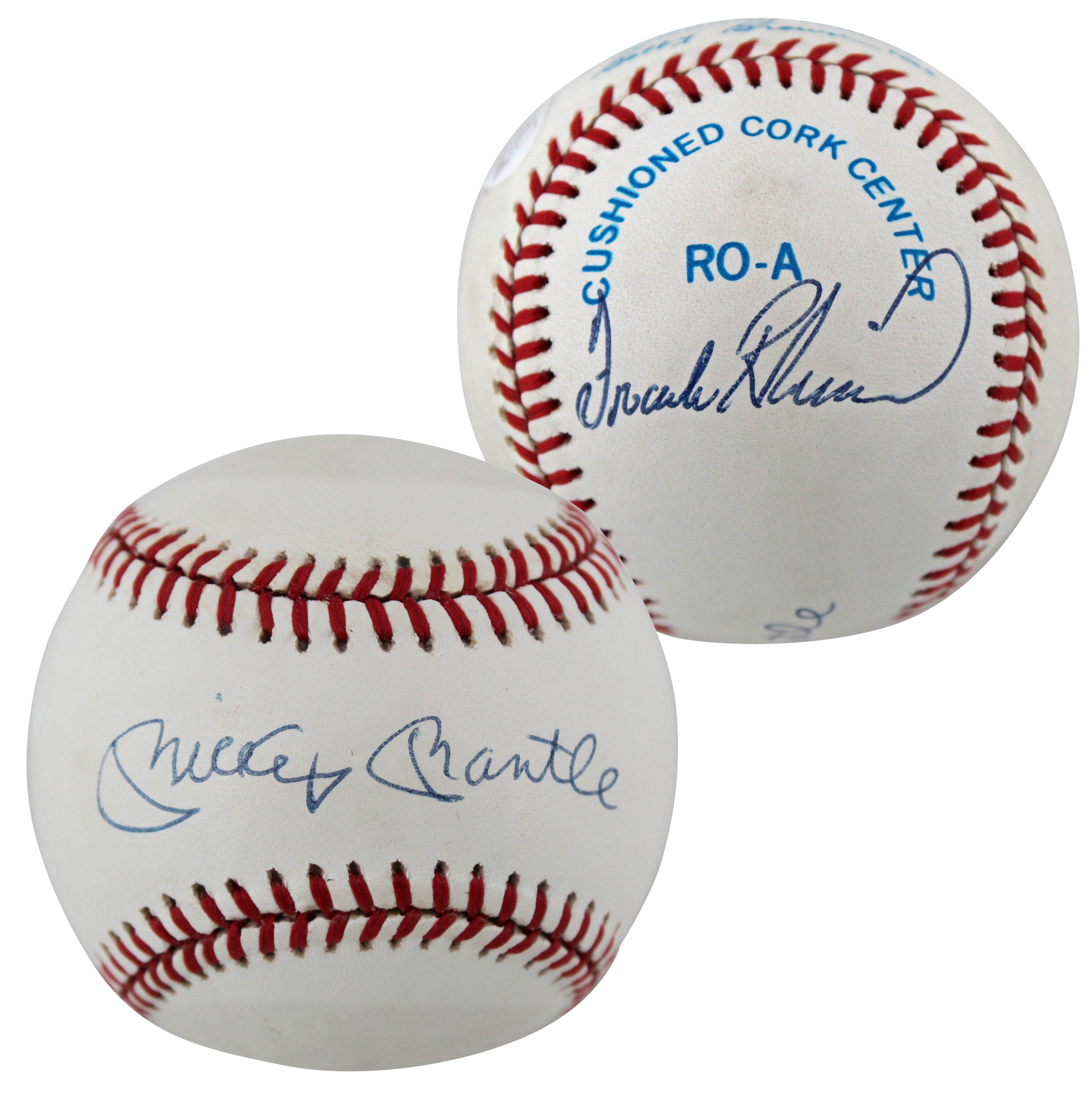 Mickey Mantle & Frank Robinson Signed Bobby Brown Oal Baseball BAS #AC33918