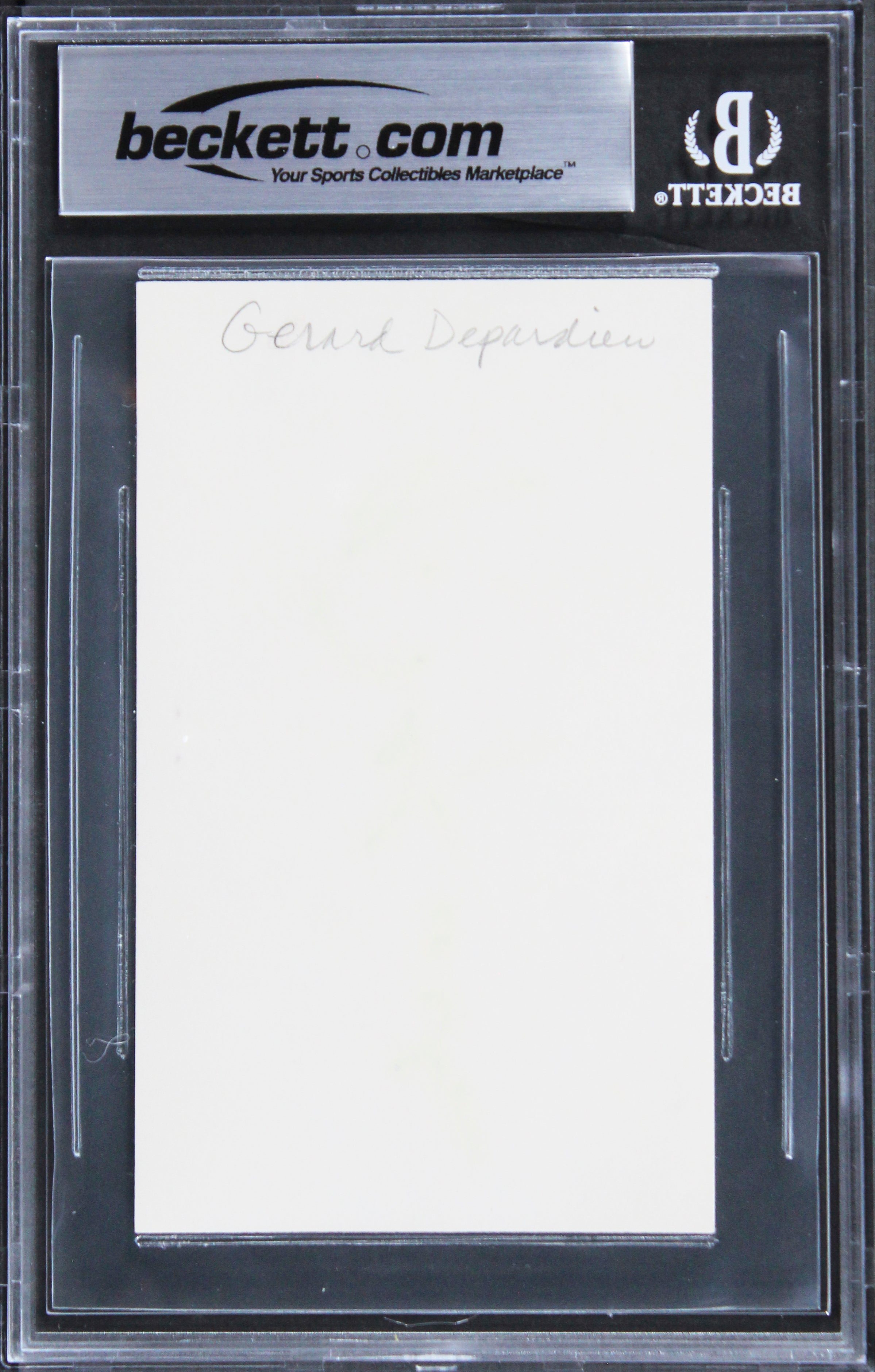 Gerard Depardieu Cyrano de Bergerac Authentic Signed 3x5 Index Card BAS Slabbed