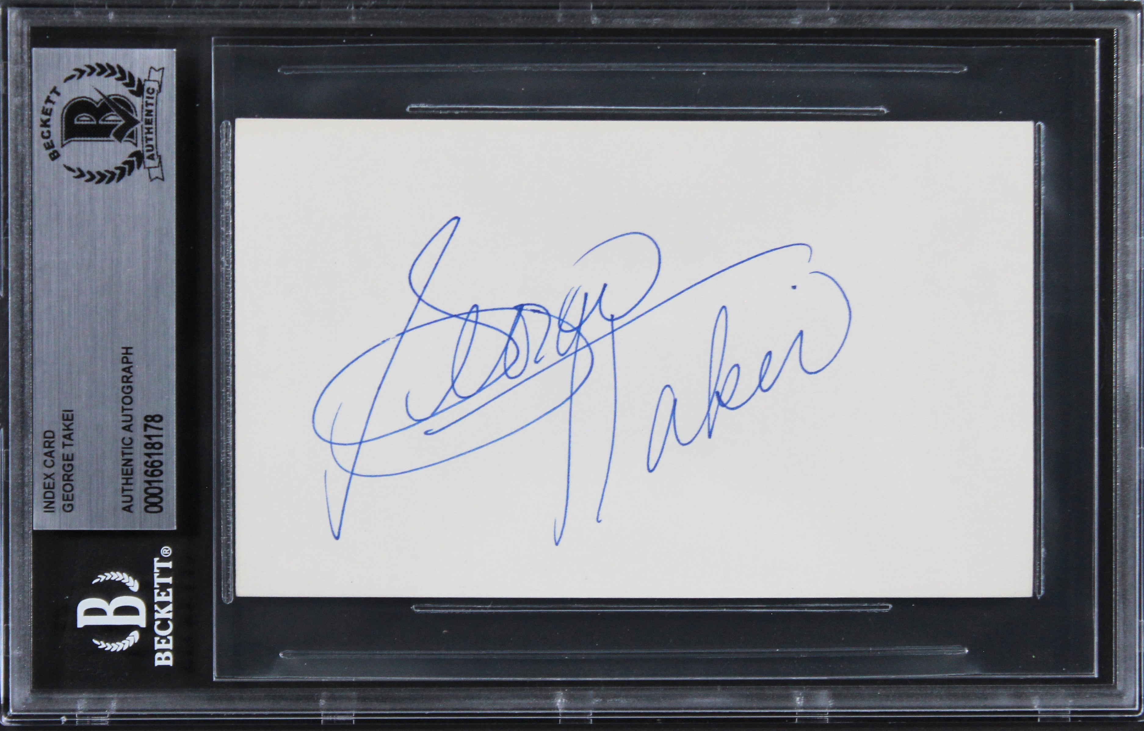 George Takei Star Trek Authentic Signed 3x5 Index Card Autographed BAS Slabbed